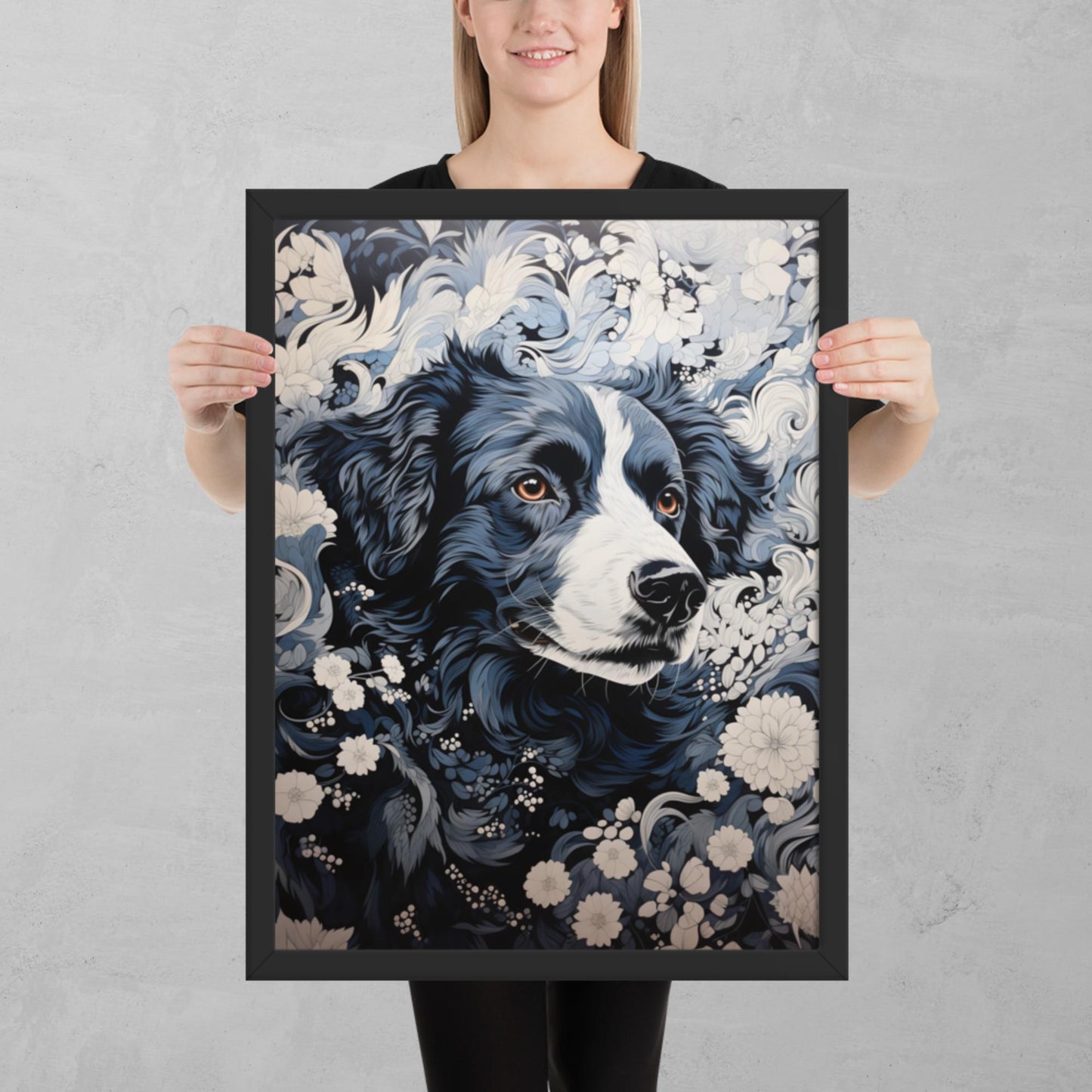 Ukiyo-e Dog Framed Poster