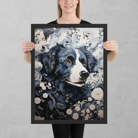 Ukiyo-e Dog Framed Poster