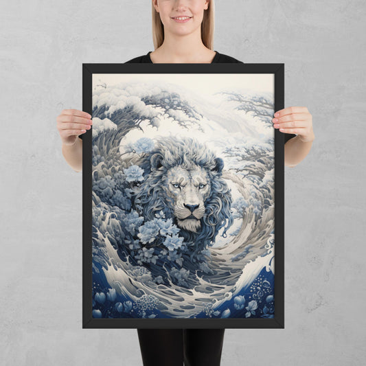 Ukiyo-e Lion Framed Poster