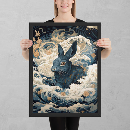 Ukiyo-e Rabbit Framed Poster