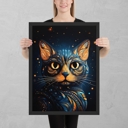 Dot Art Cat Framed Poster