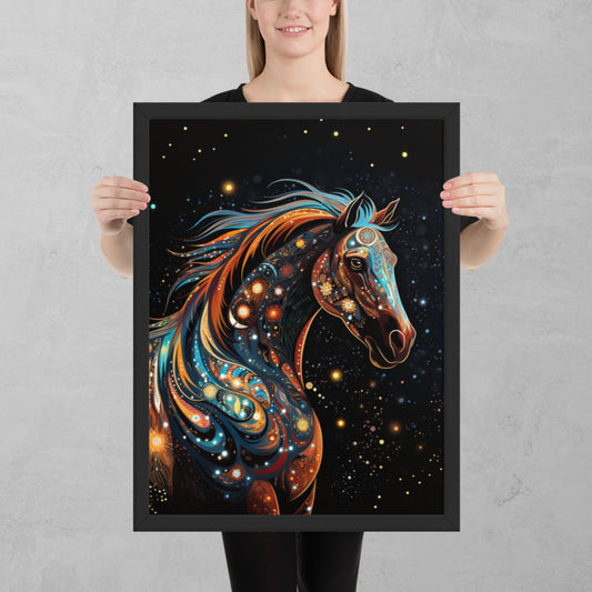 Dot Art Horse Framed Poster