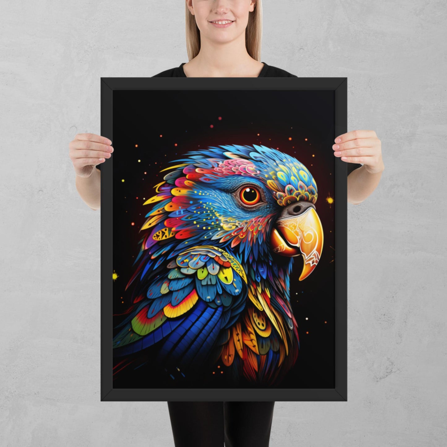 Dot Art Parrot Framed Poster