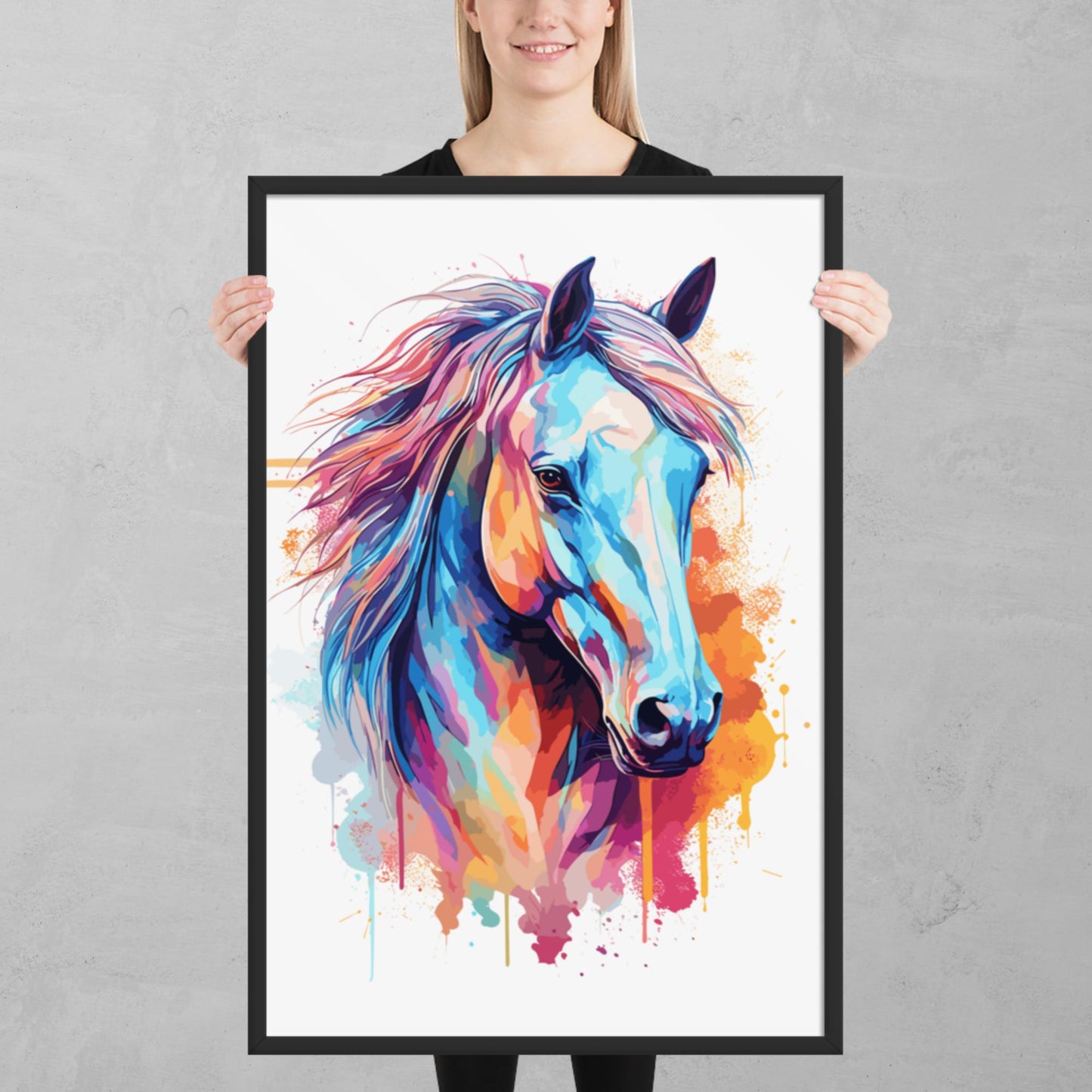 Rainbow Paint Horse Framed Poster