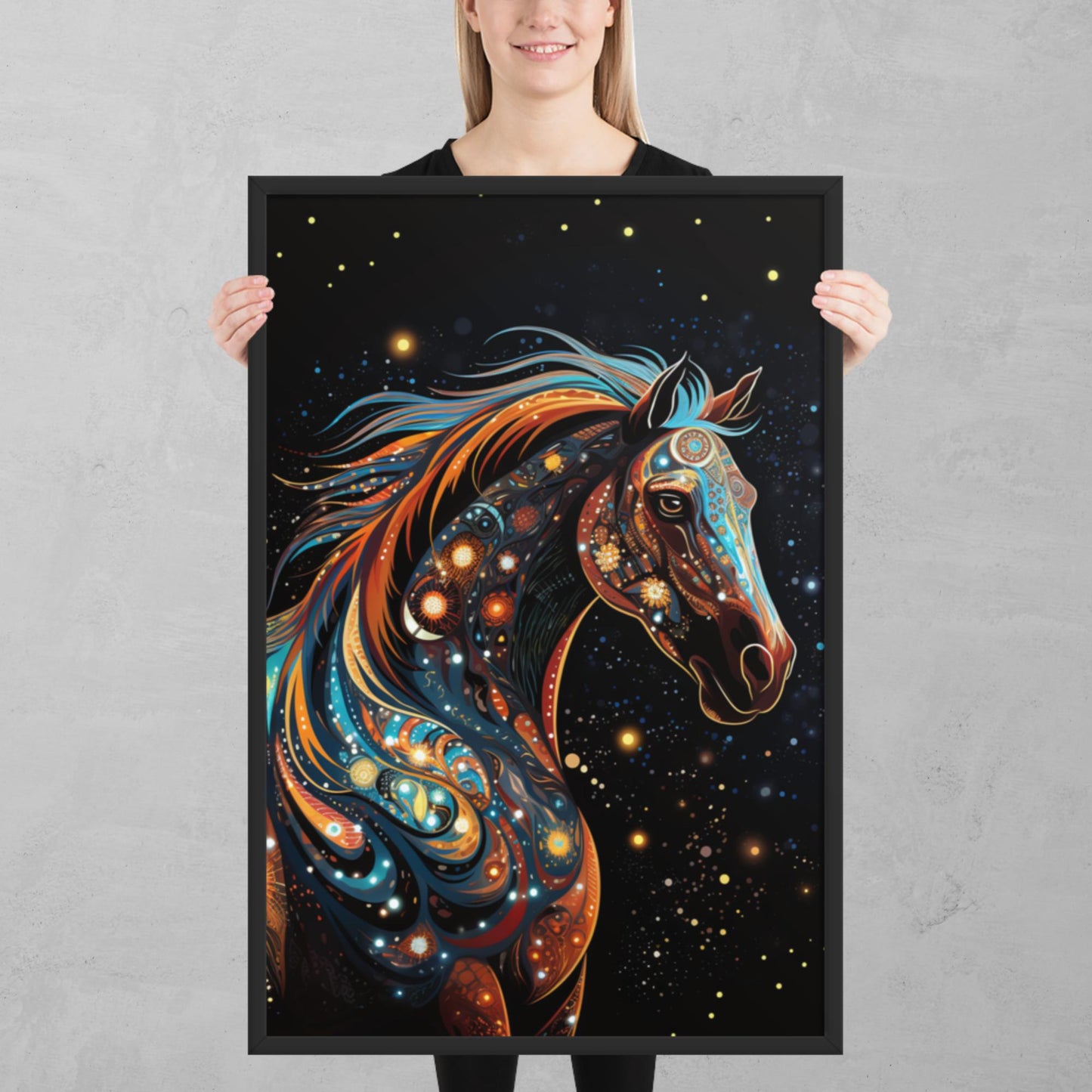 Dot Art Horse Framed Poster