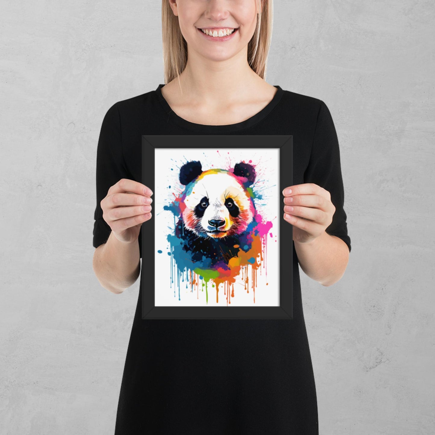 Rainbow Paint Panda Framed Poster