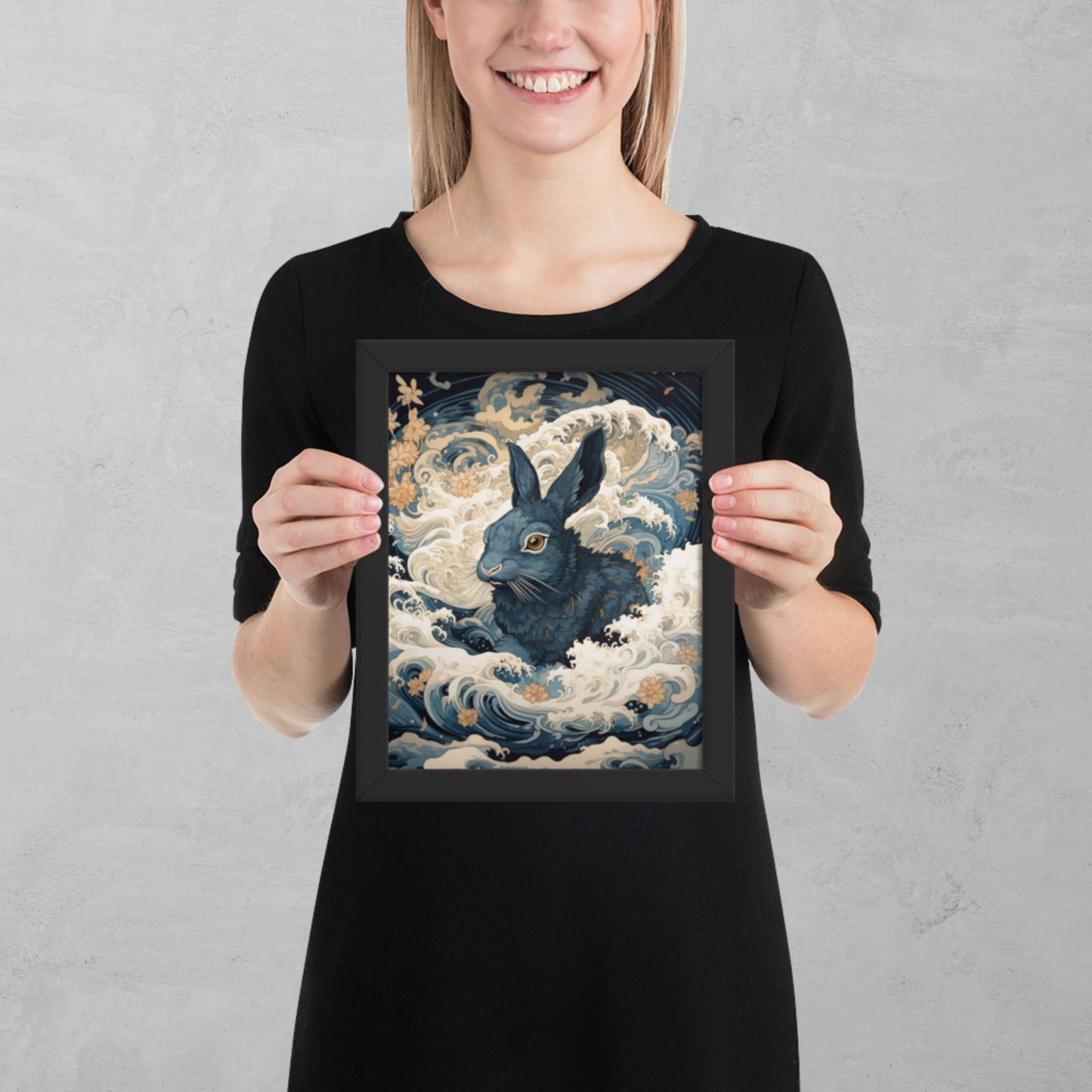 Ukiyo-e Rabbit Framed Poster