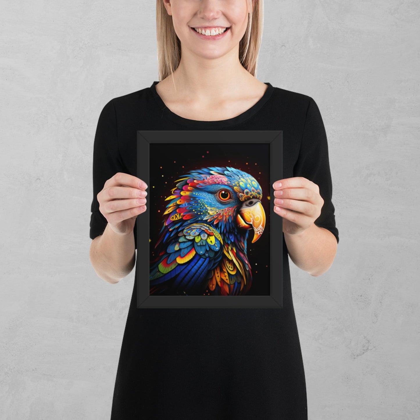 Dot Art Parrot Framed Poster