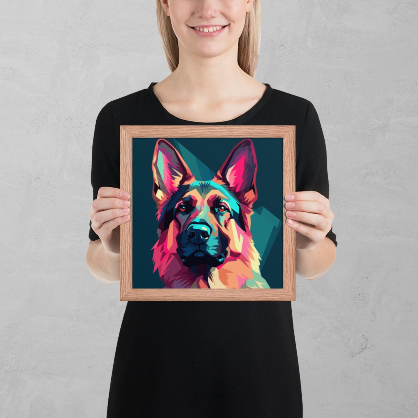 Green and Pink Dog Framed Poster