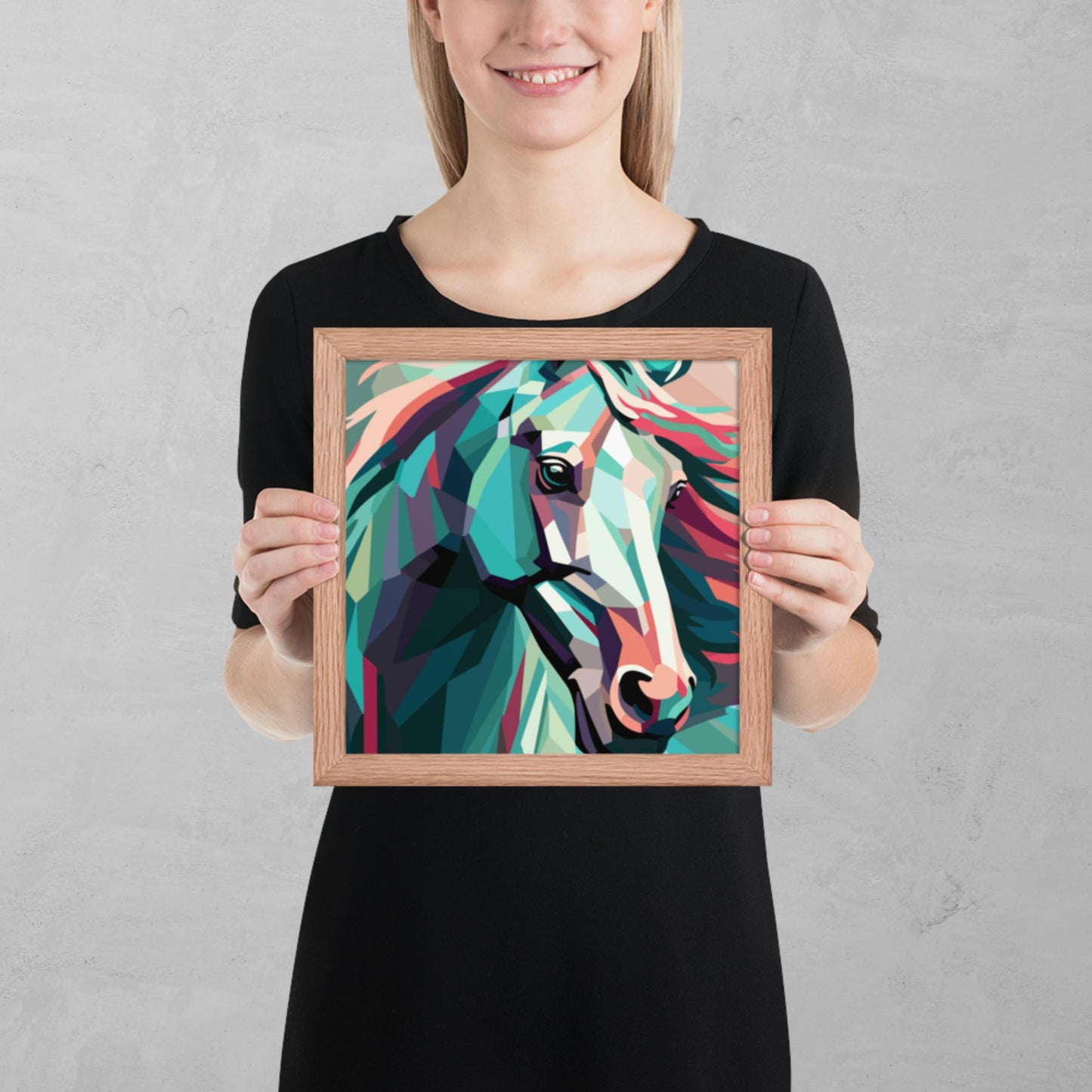 Green and Pink Horse Framed Poster