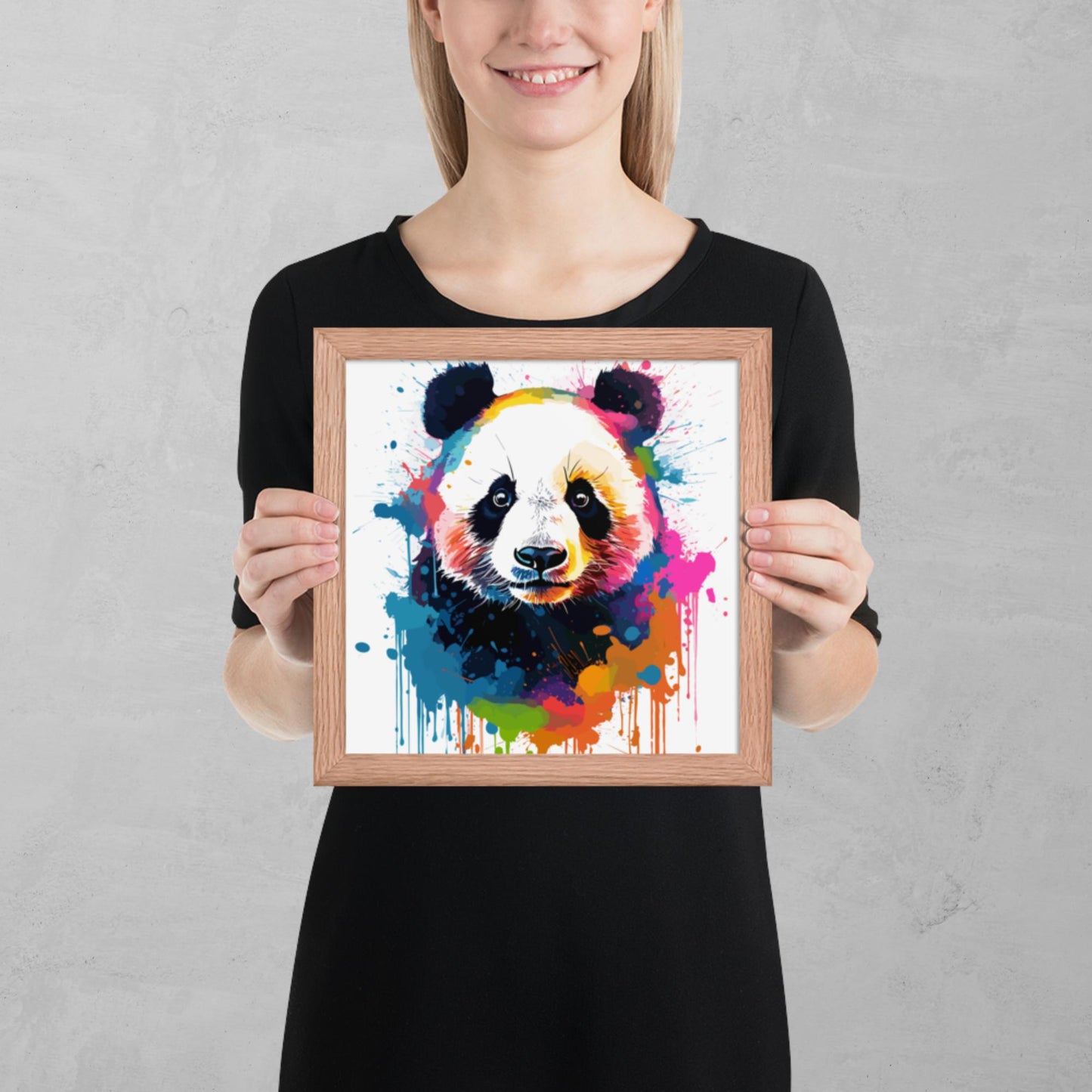 Rainbow Paint Panda Framed Poster