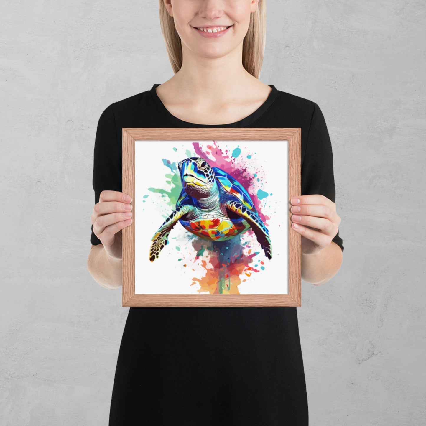 Rainbow Paint Turtle Framed Poster