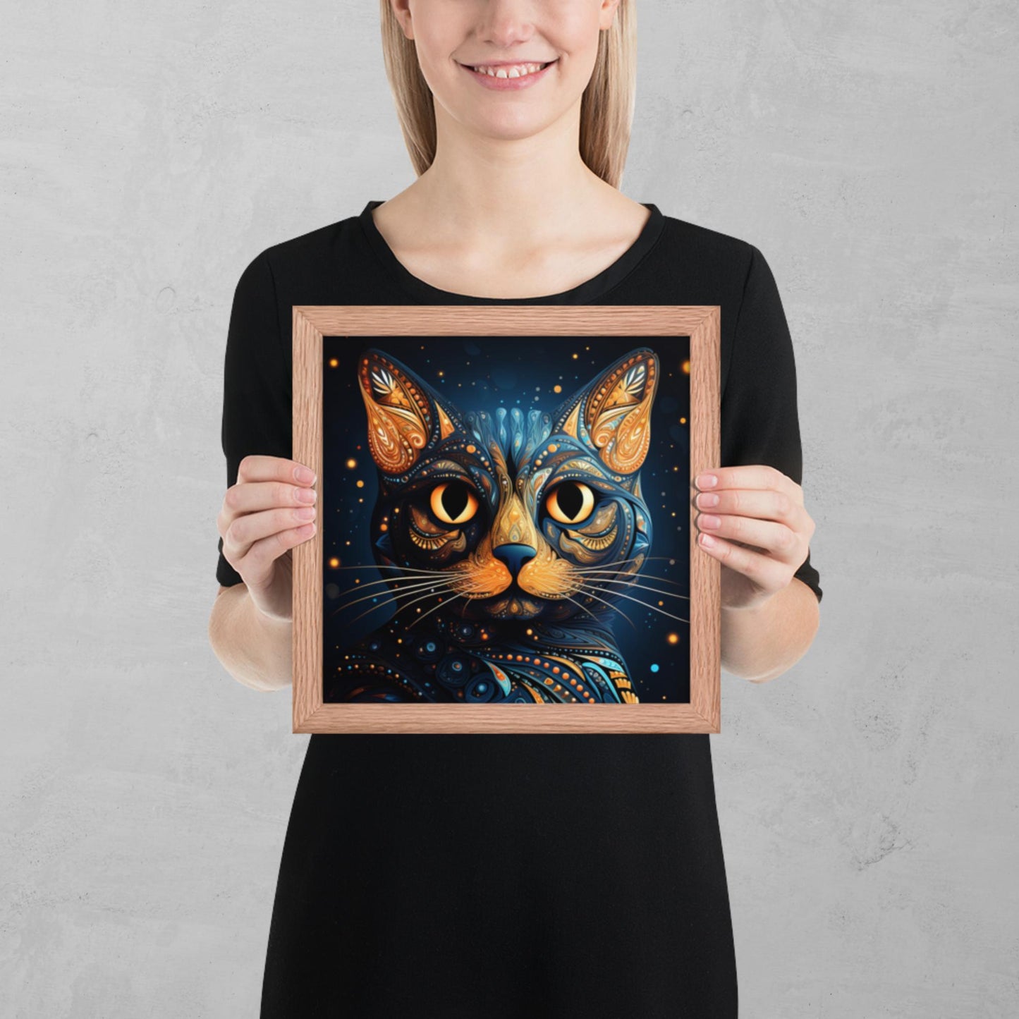 Dot Art Cat Framed Poster