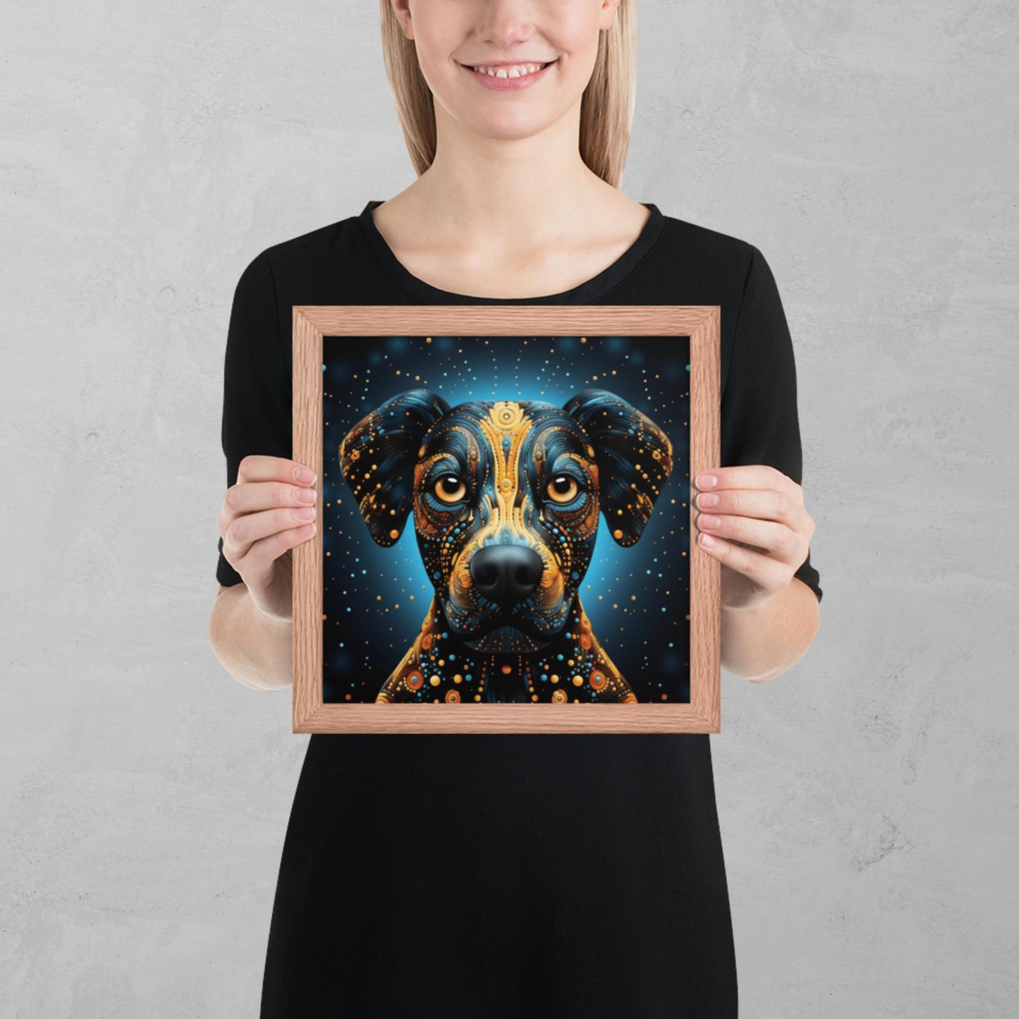 Dot Art Dog Framed Poster