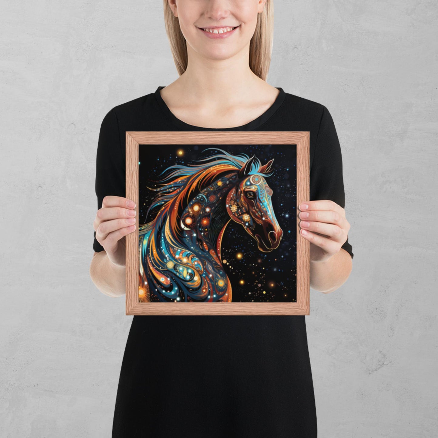 Dot Art Horse Framed Poster