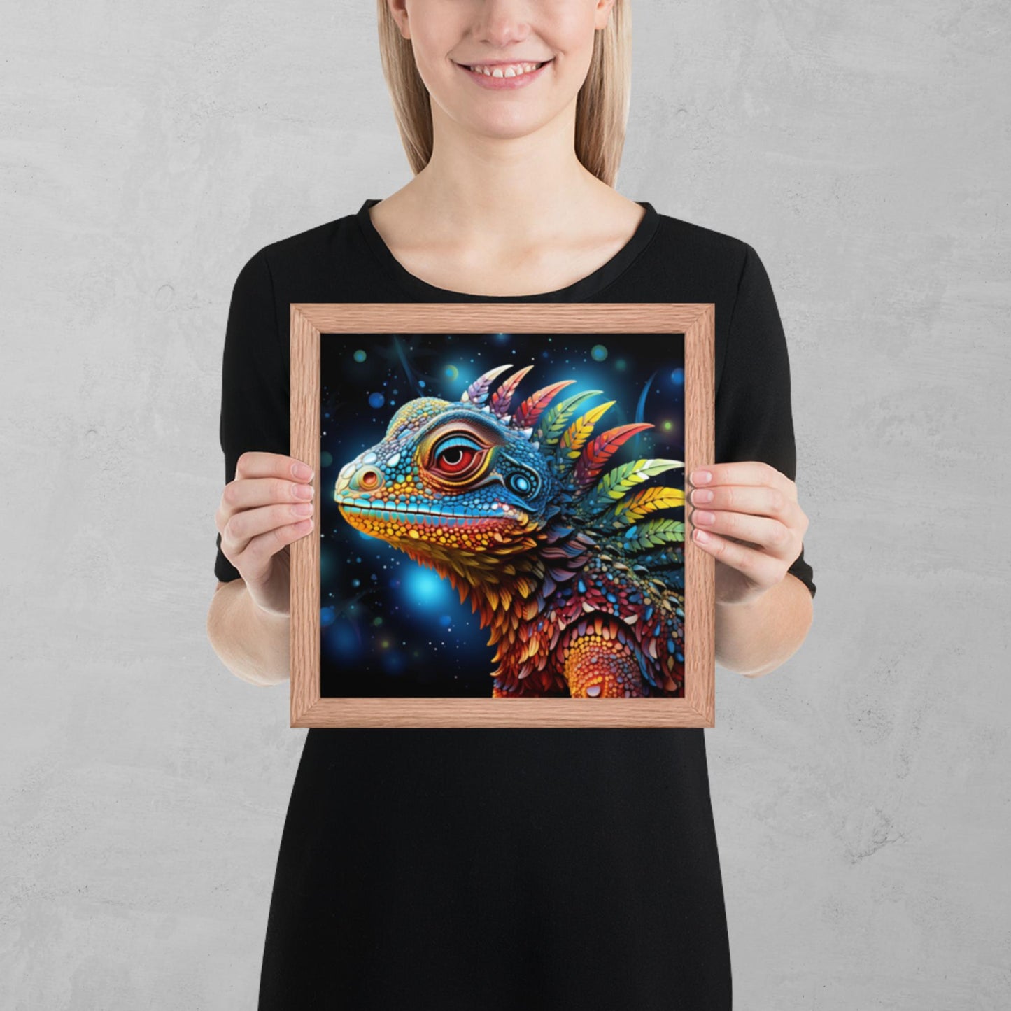 Dot Art Iguana Framed Poster