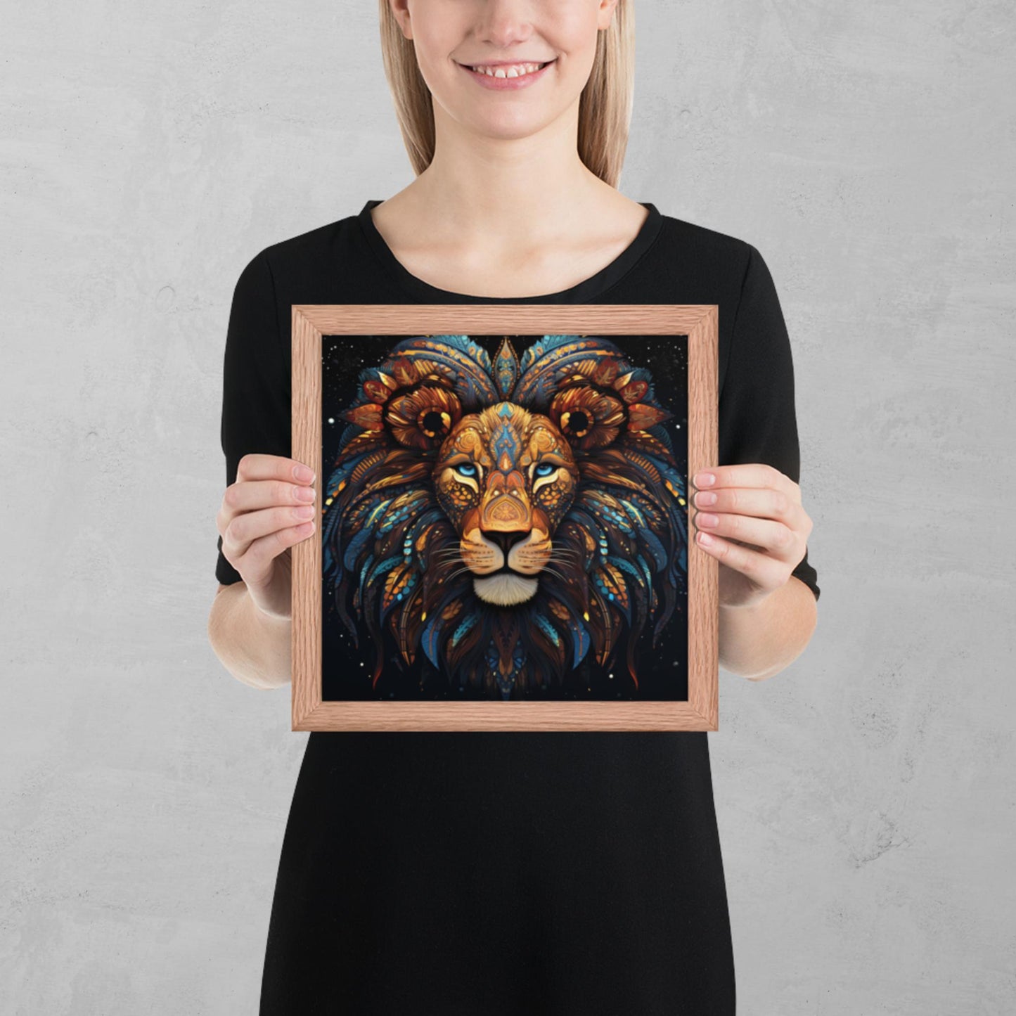 Dot Art Lion Framed Poster