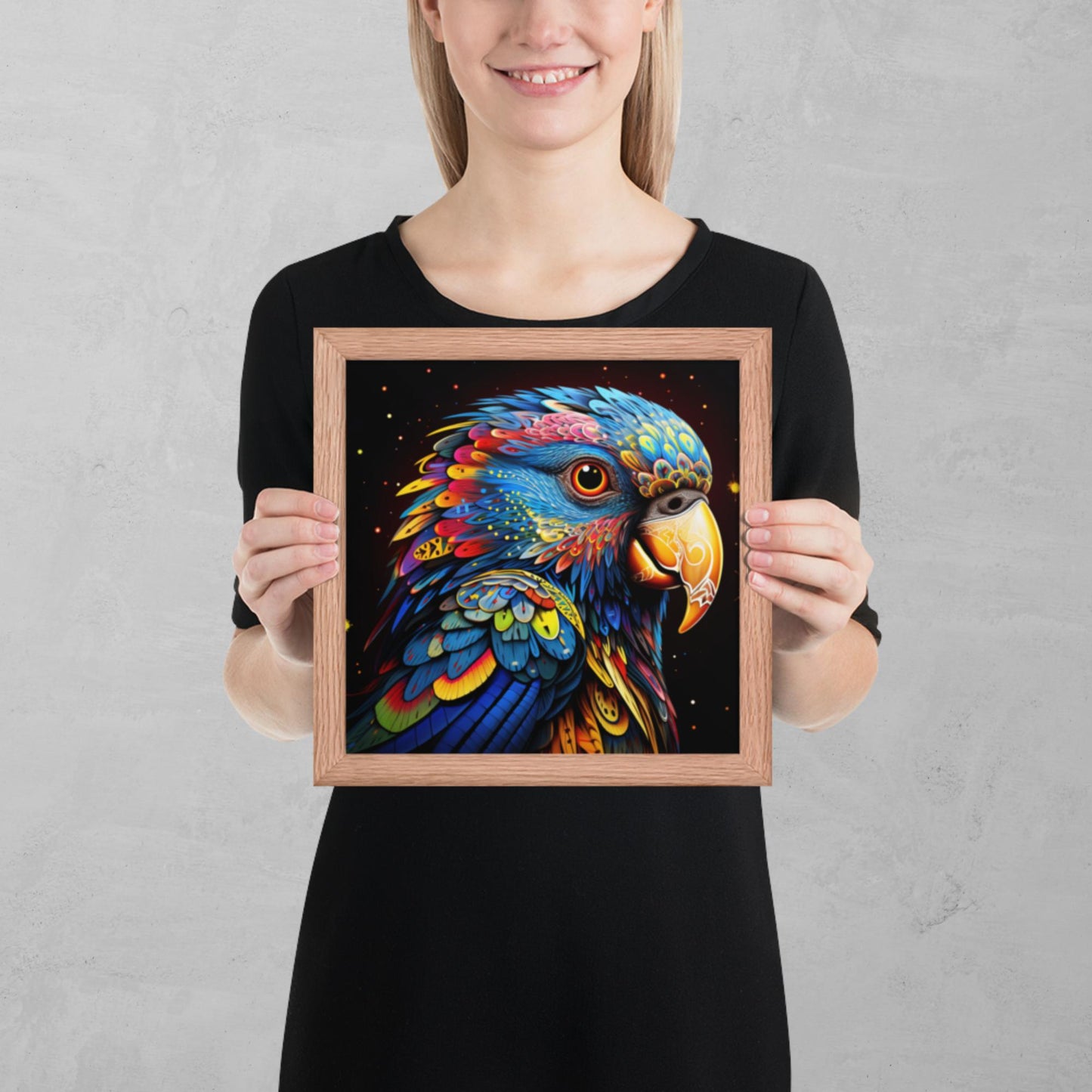 Dot Art Parrot Framed Poster