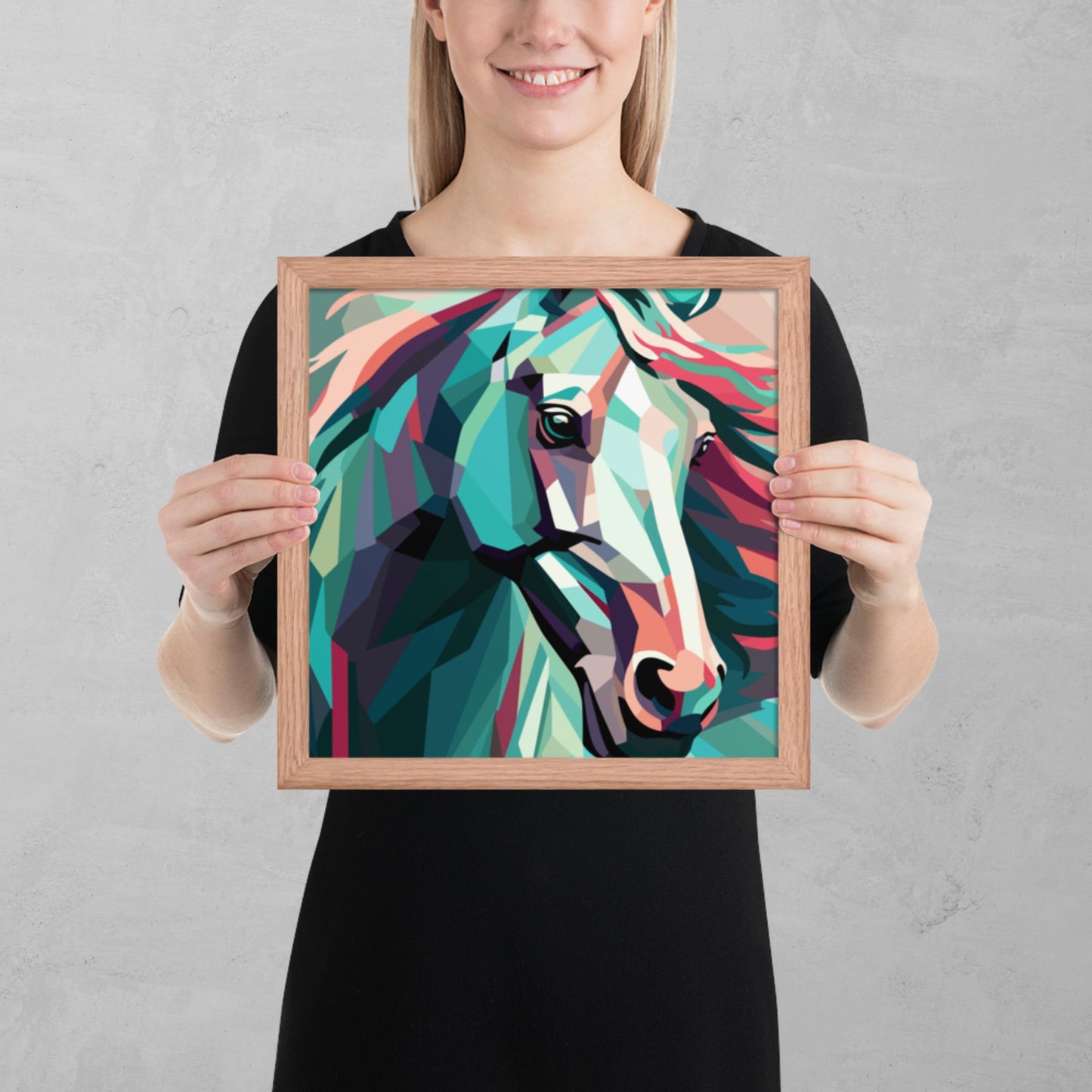 Green and Pink Horse Framed Poster