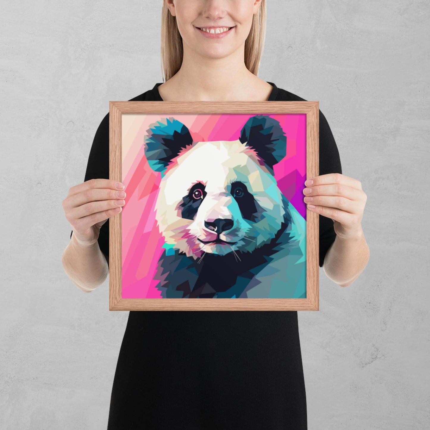 Green and Pink Panda Framed Poster