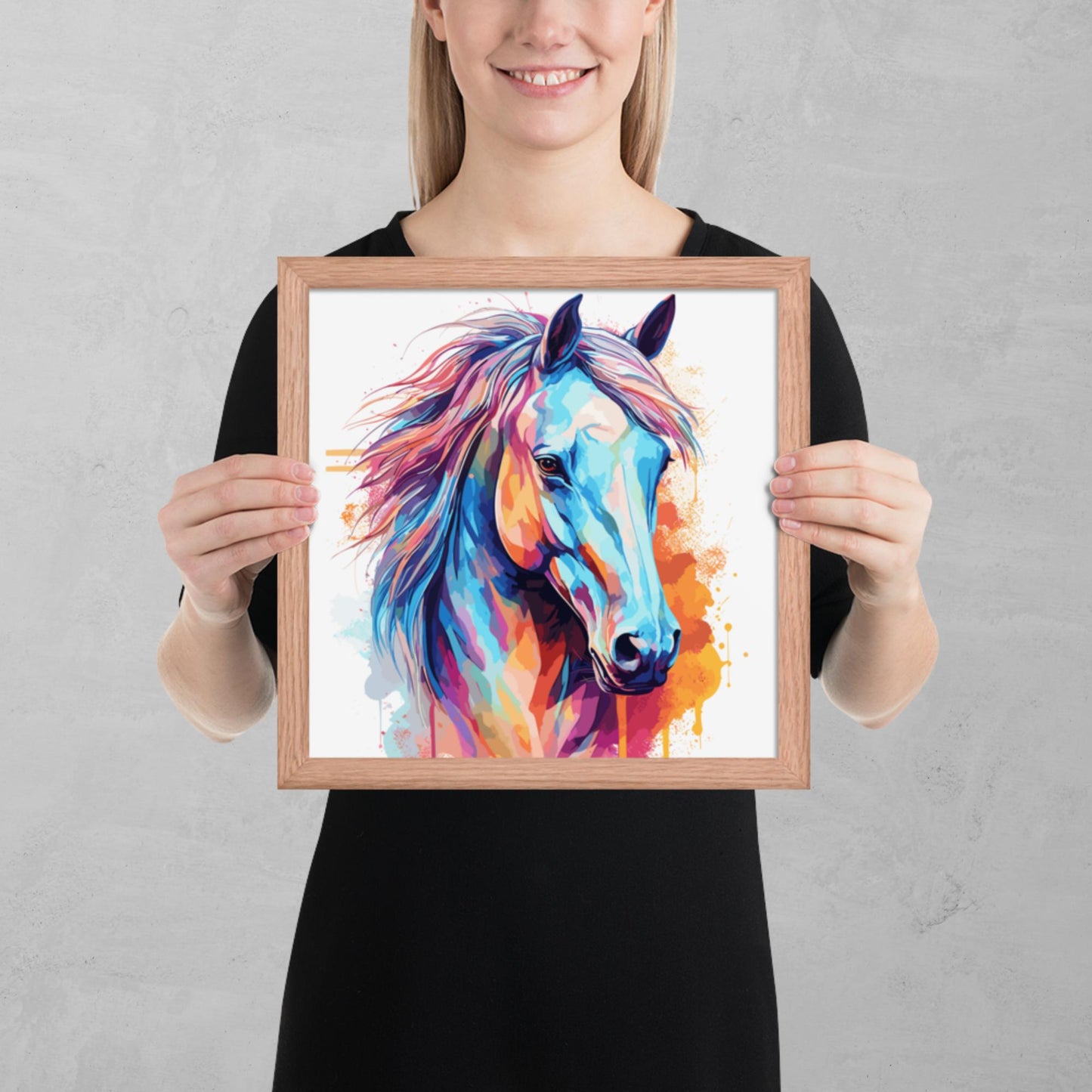 Rainbow Paint Horse Framed Poster