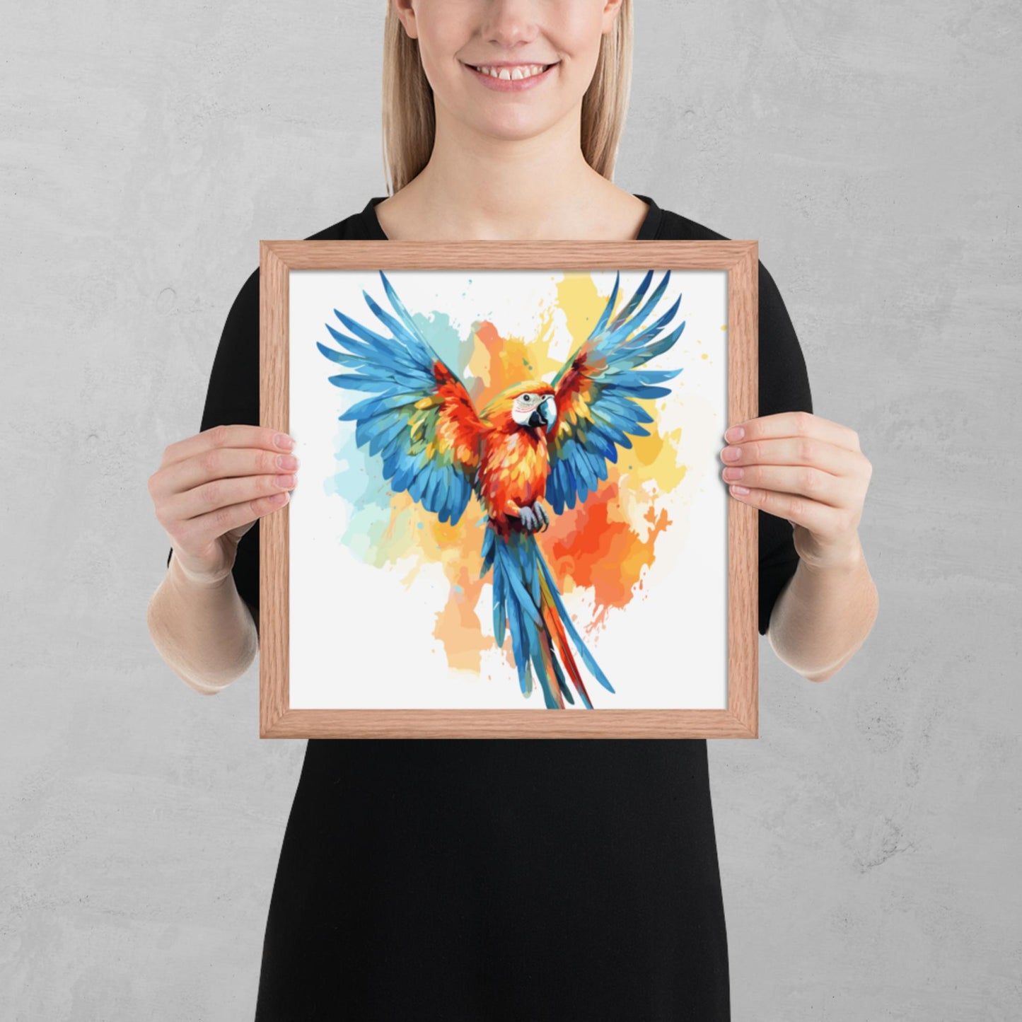 Rainbow Paint Parrot Framed Poster