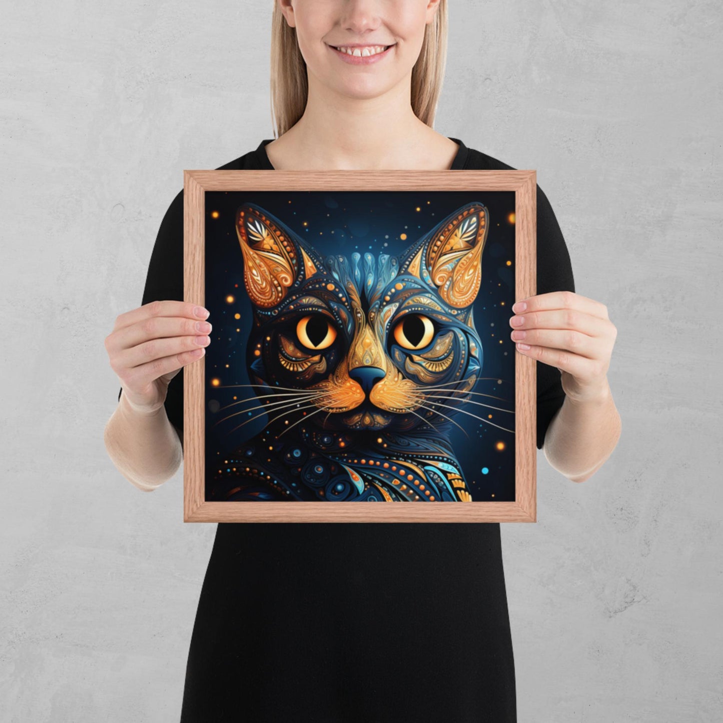 Dot Art Cat Framed Poster