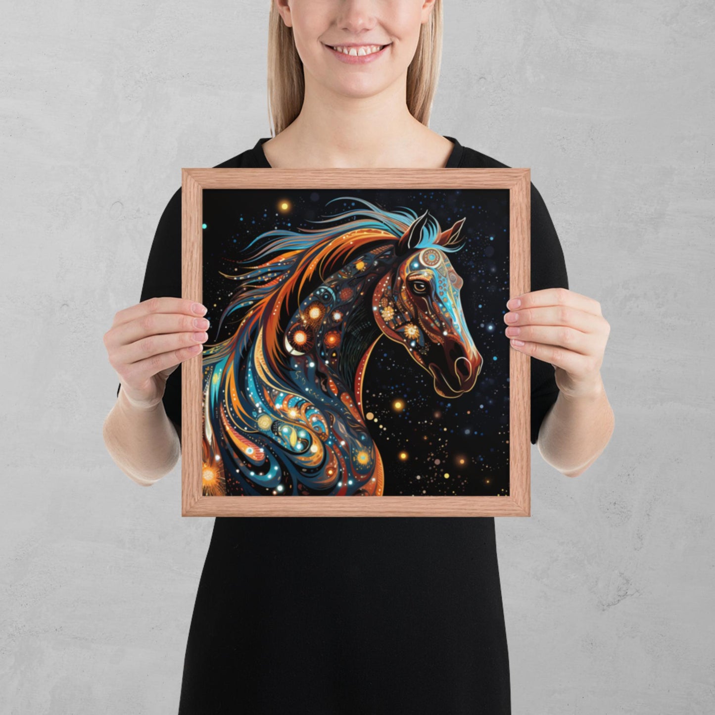 Dot Art Horse Framed Poster