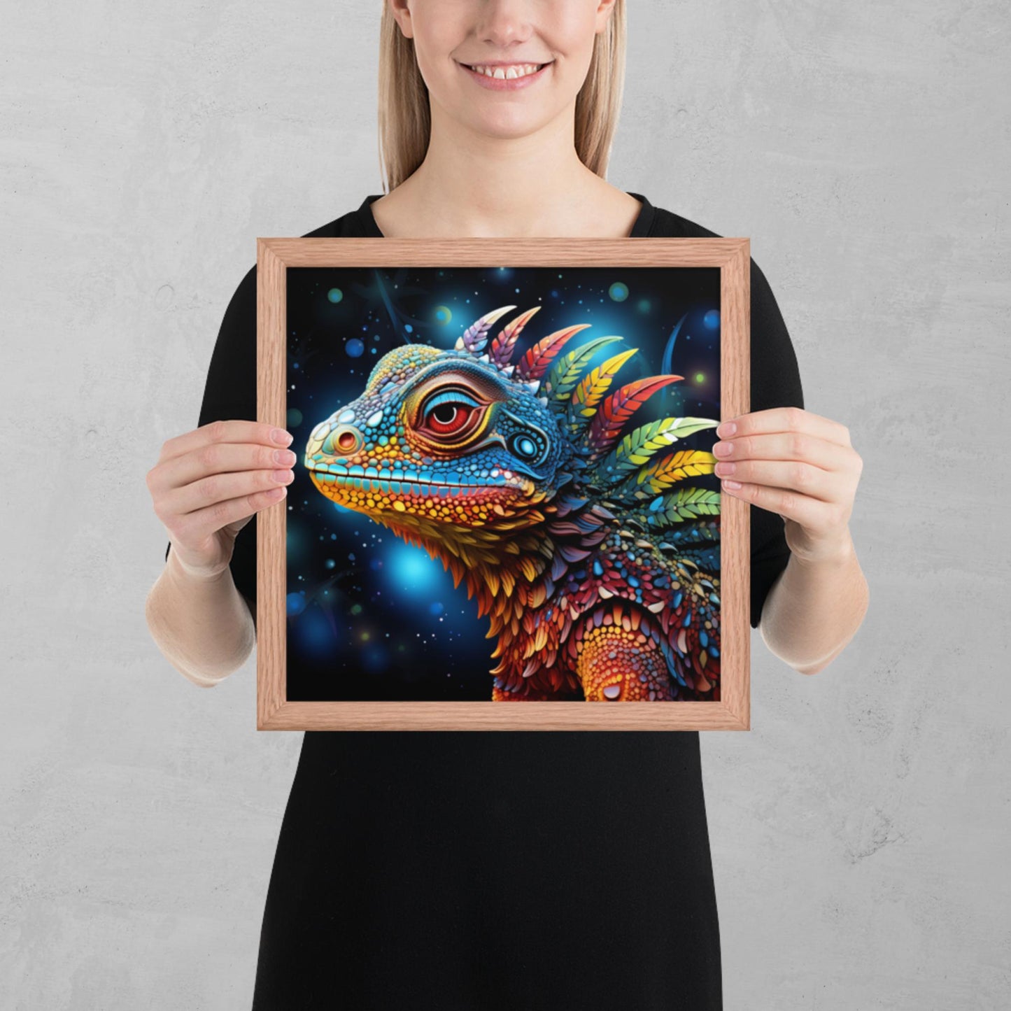 Dot Art Iguana Framed Poster