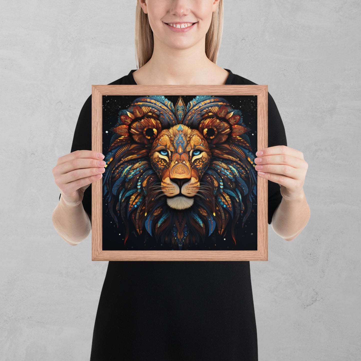 Dot Art Lion Framed Poster