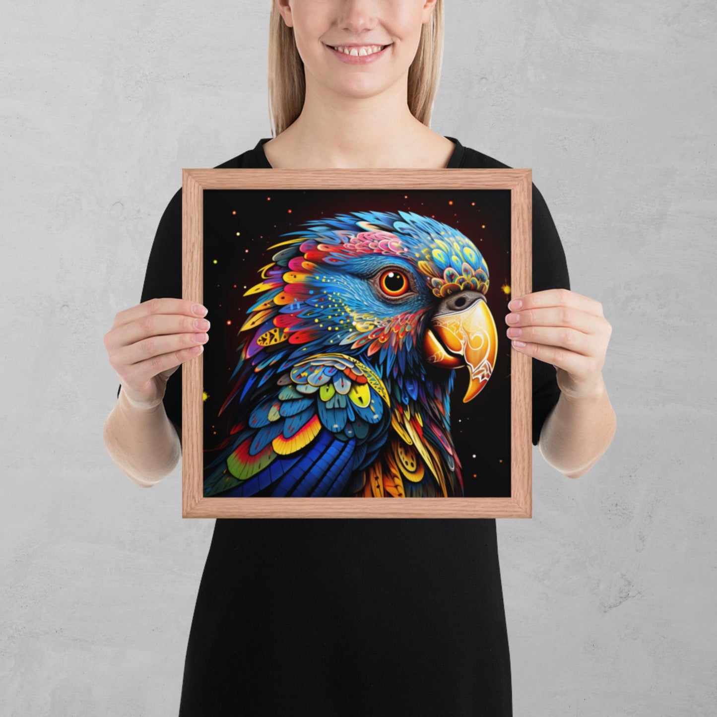 Dot Art Parrot Framed Poster