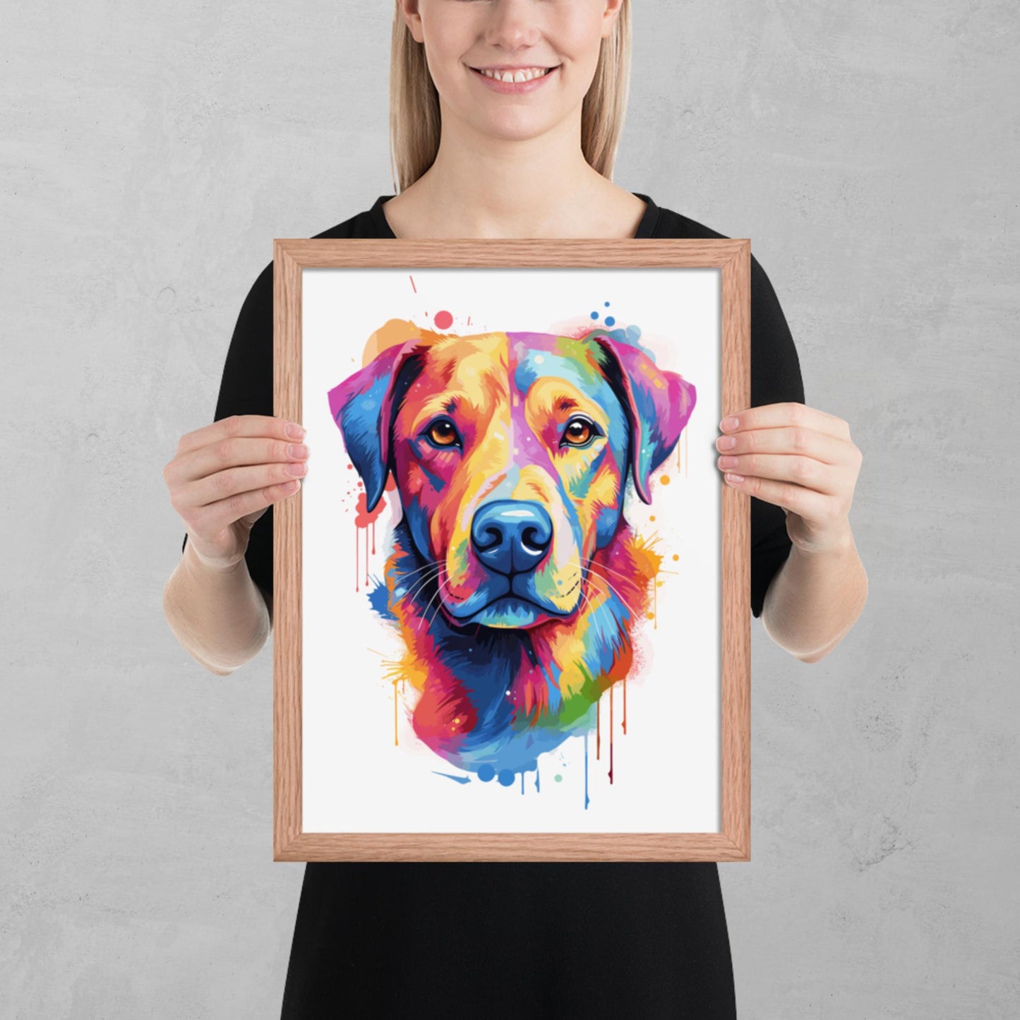 Rainbow Paint Dog Framed Poster