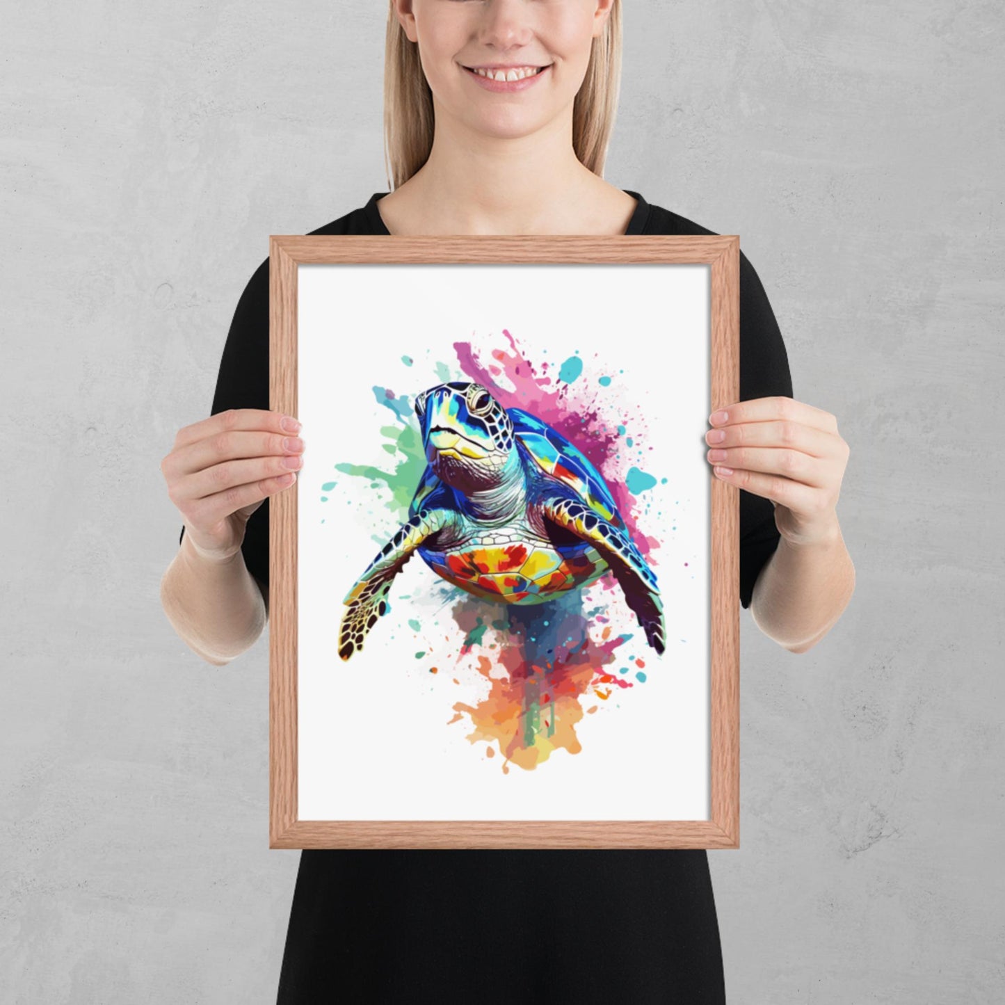 Rainbow Paint Turtle Framed Poster