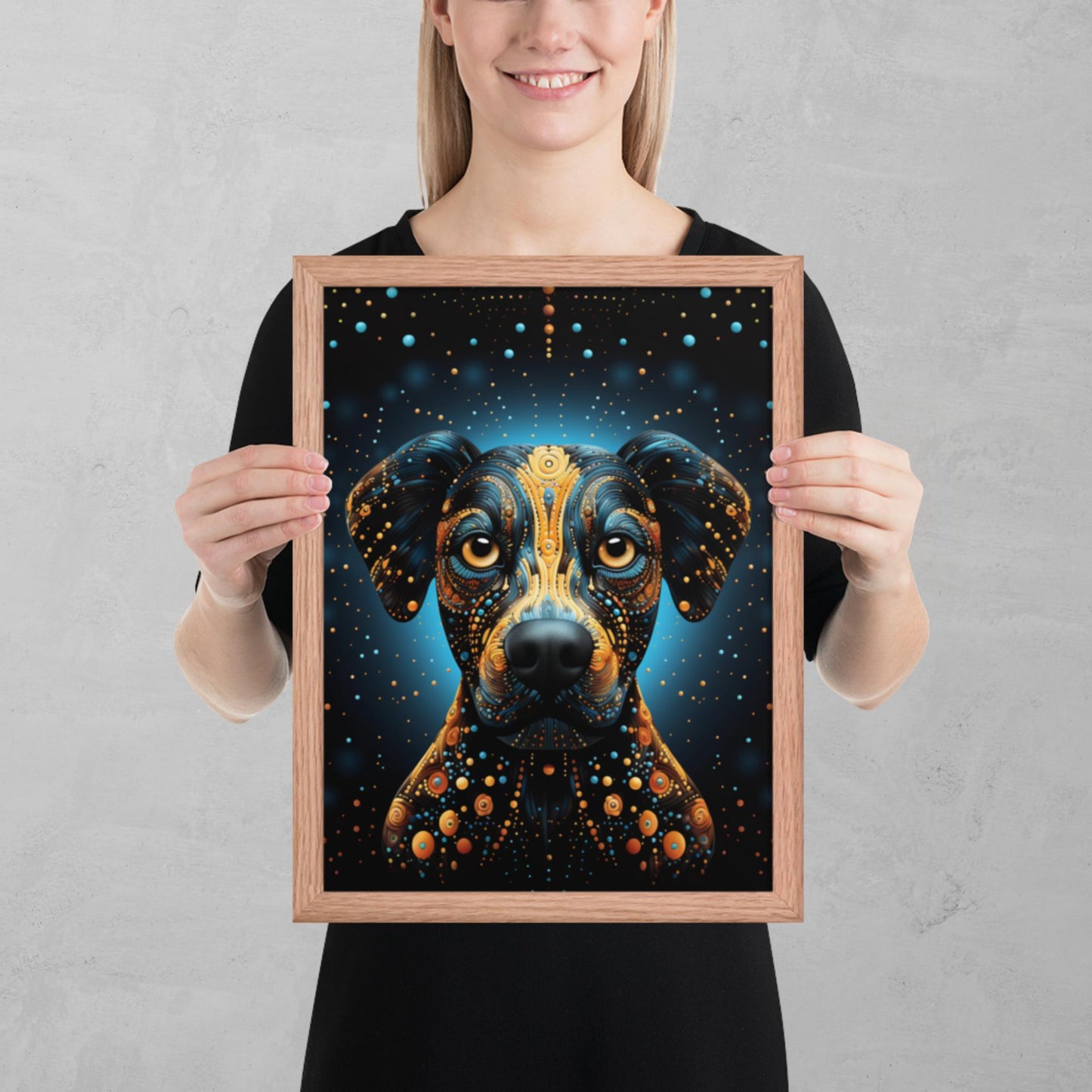 Dot Art Dog Framed Poster