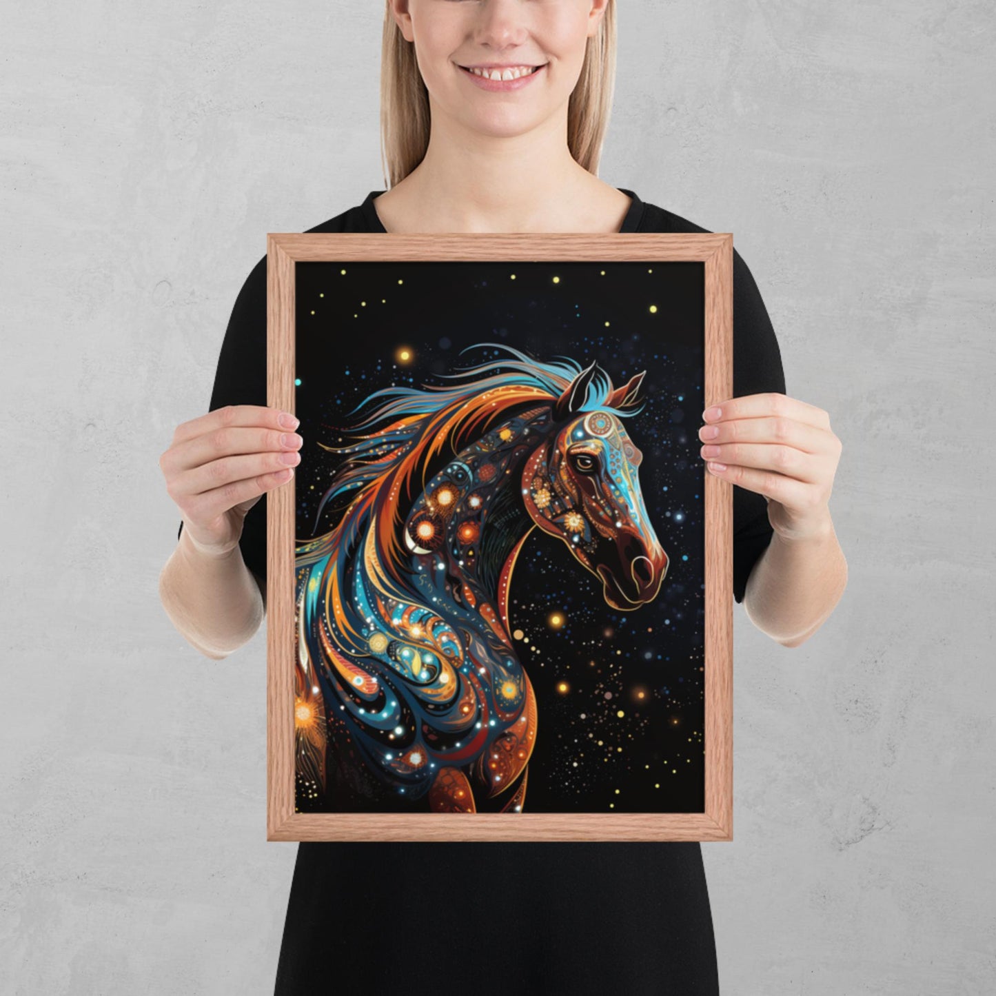 Dot Art Horse Framed Poster