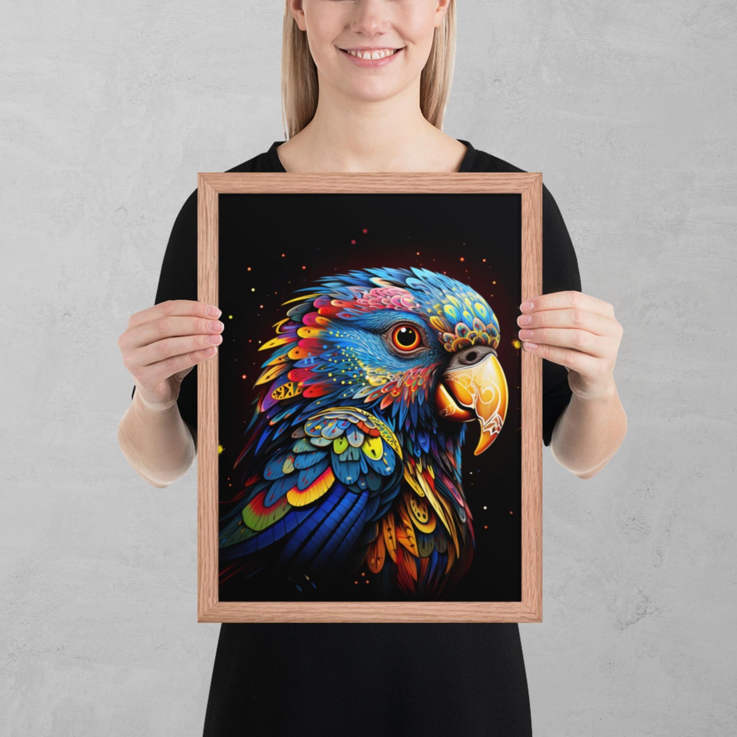 Dot Art Parrot Framed Poster