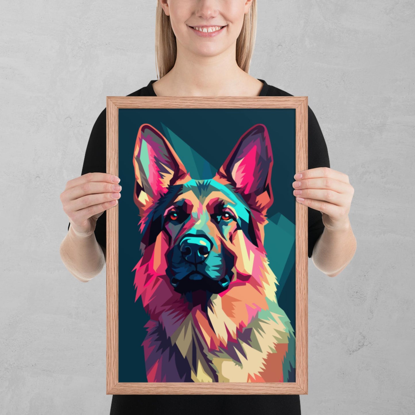 Green and Pink Dog Framed Poster