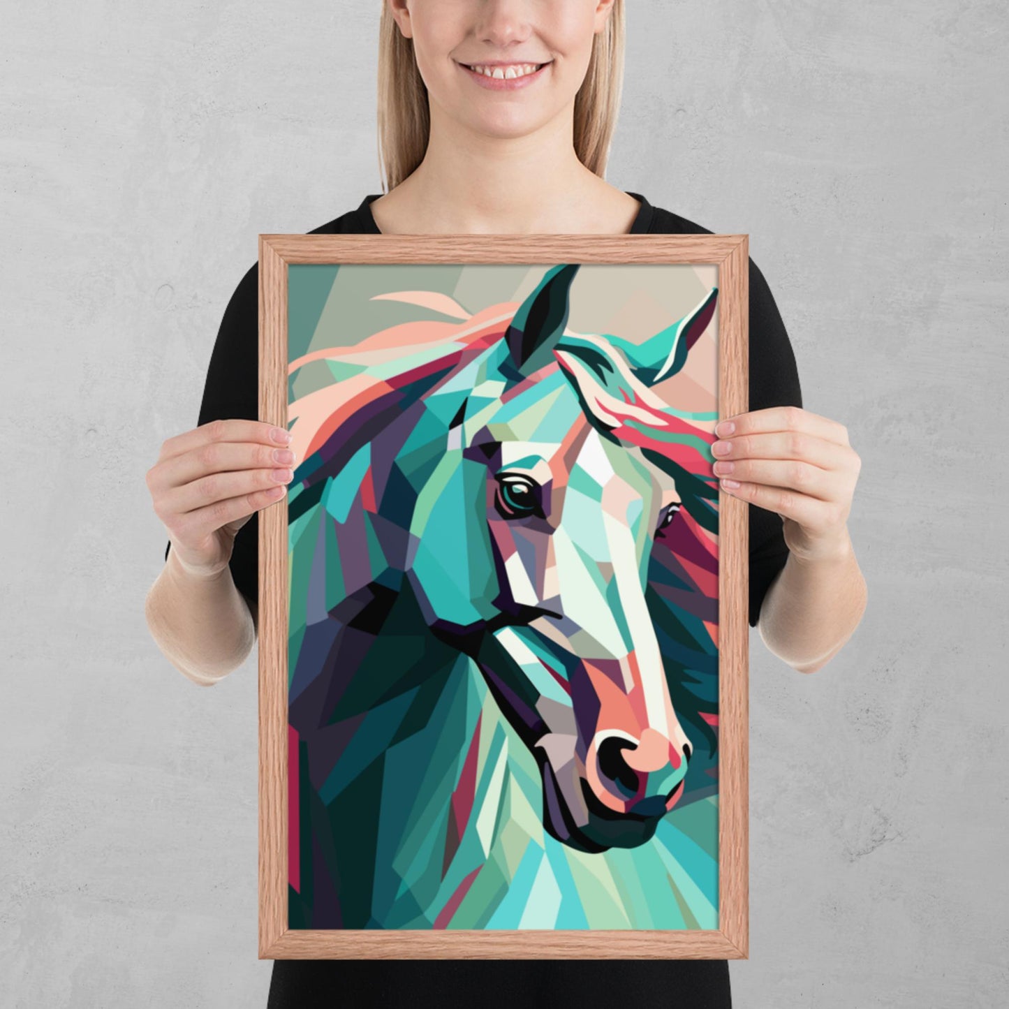 Green and Pink Horse Framed Poster