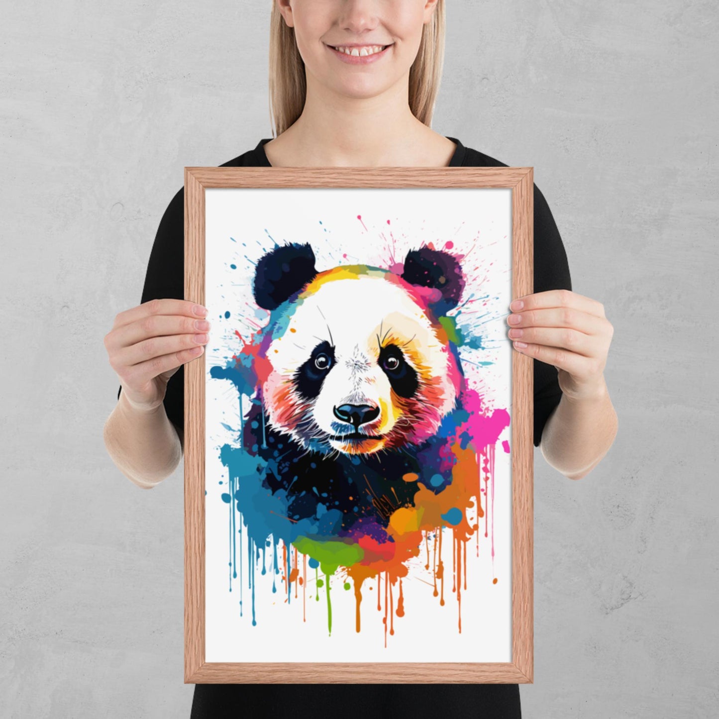 Rainbow Paint Panda Framed Poster