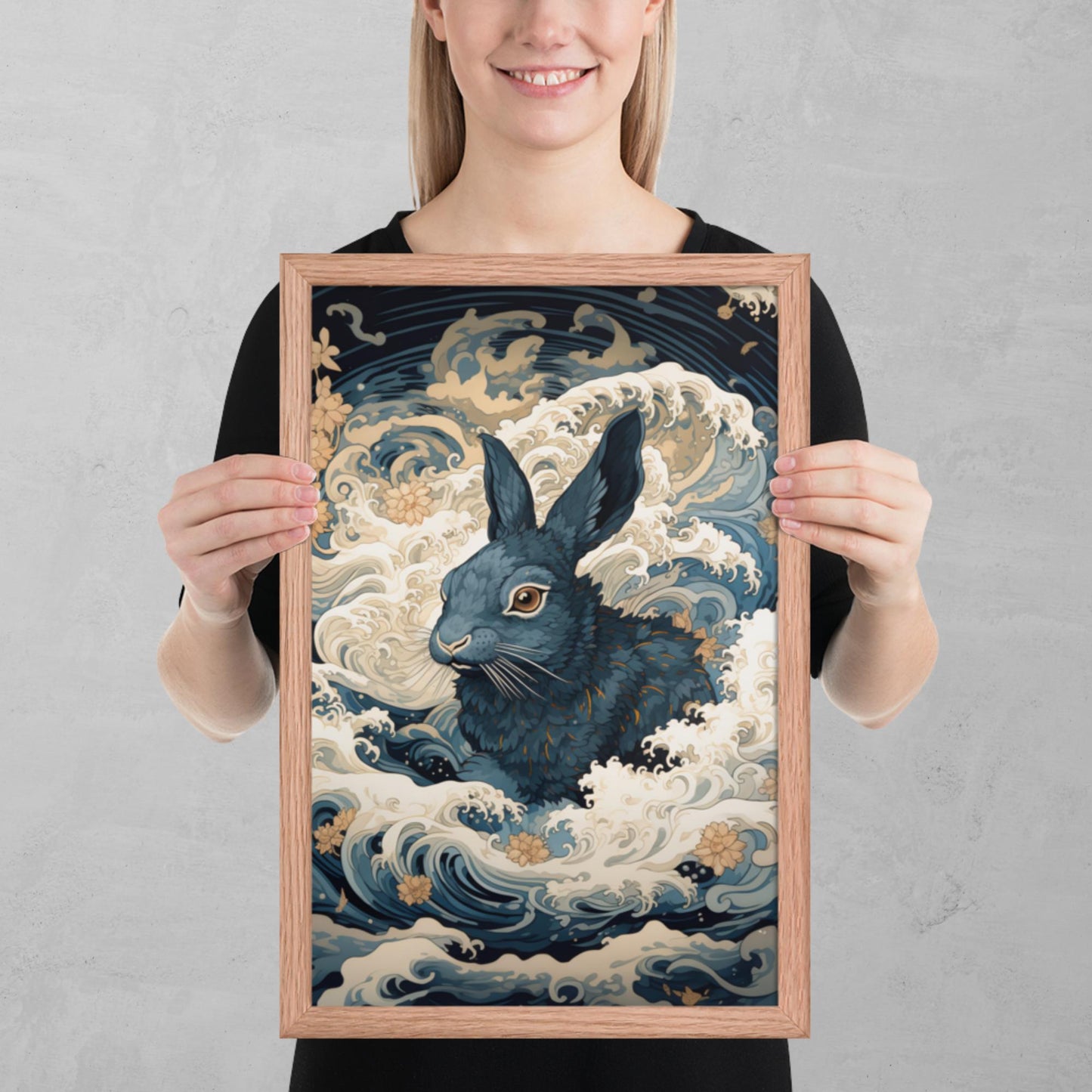 Ukiyo-e Rabbit Framed Poster