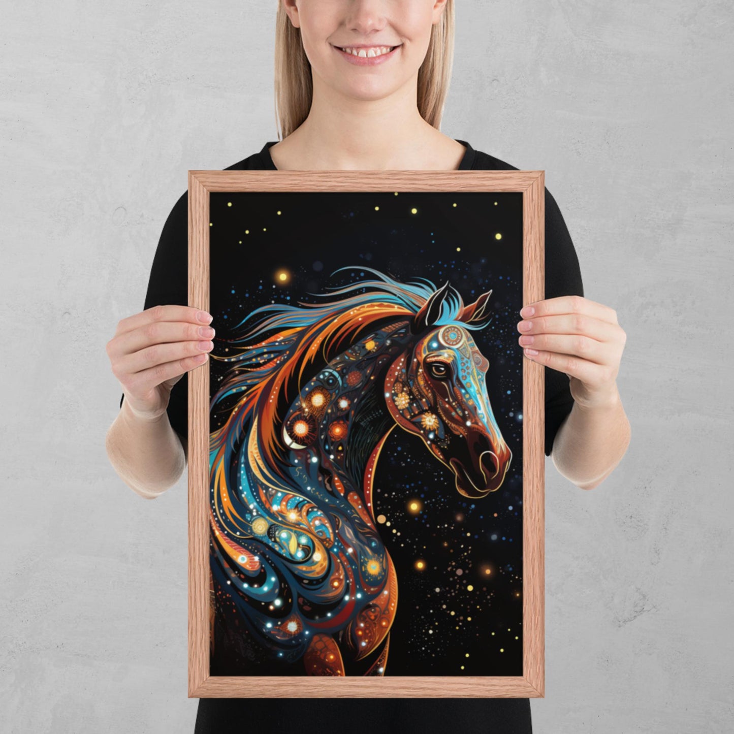 Dot Art Horse Framed Poster