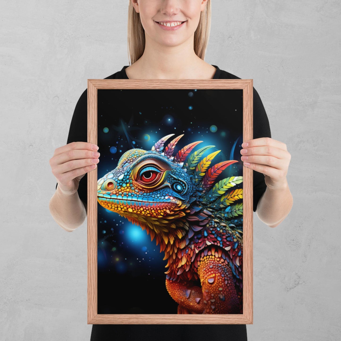 Dot Art Iguana Framed Poster