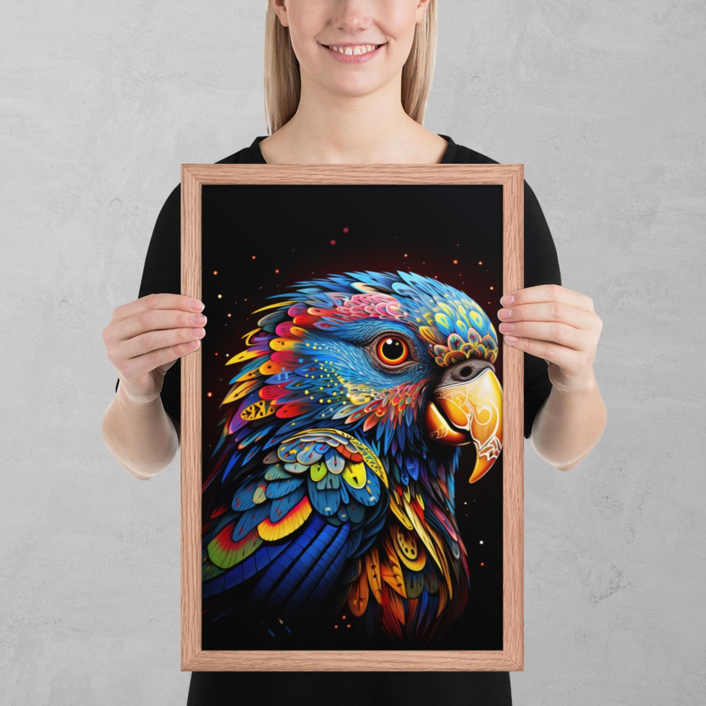 Dot Art Parrot Framed Poster