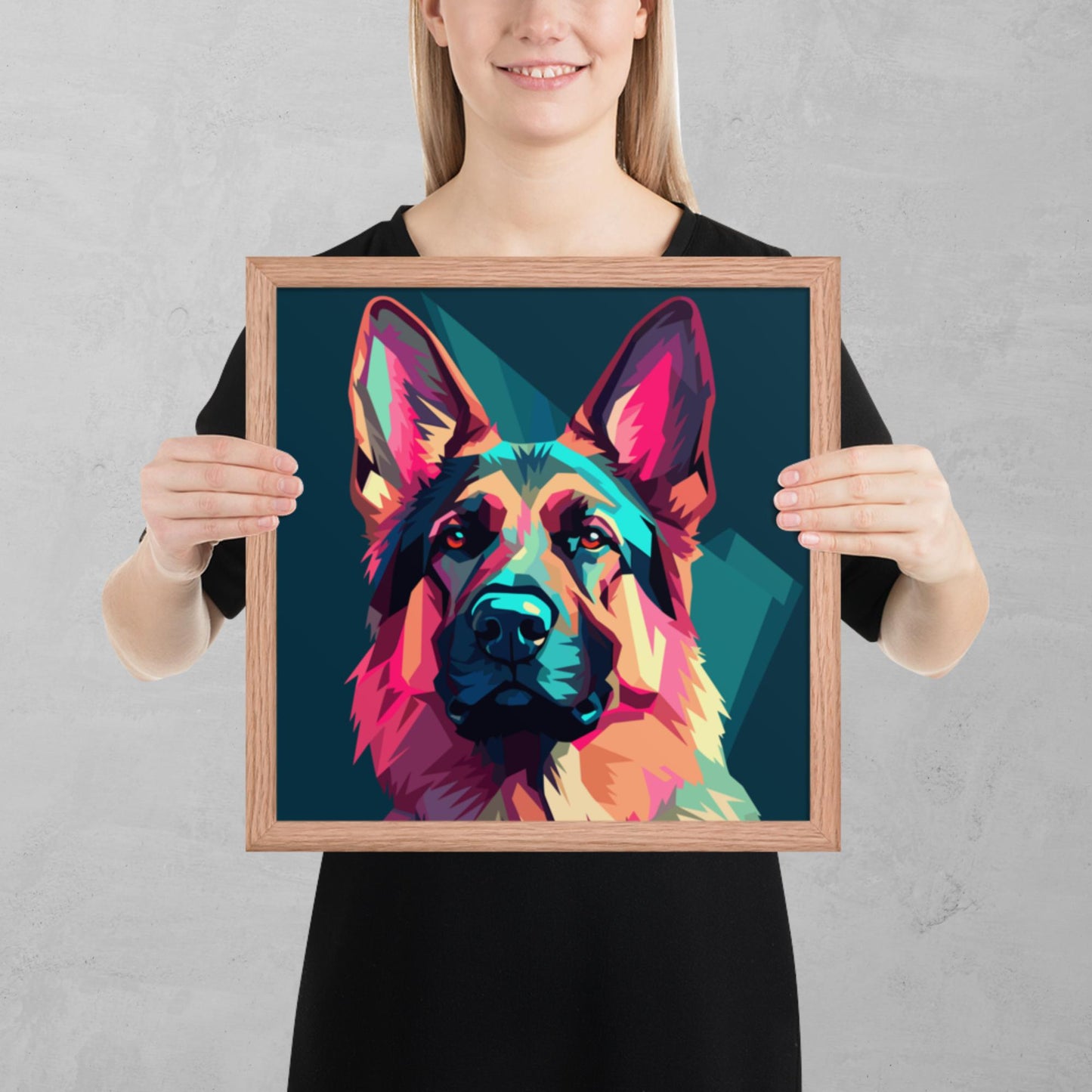 Green and Pink Dog Framed Poster