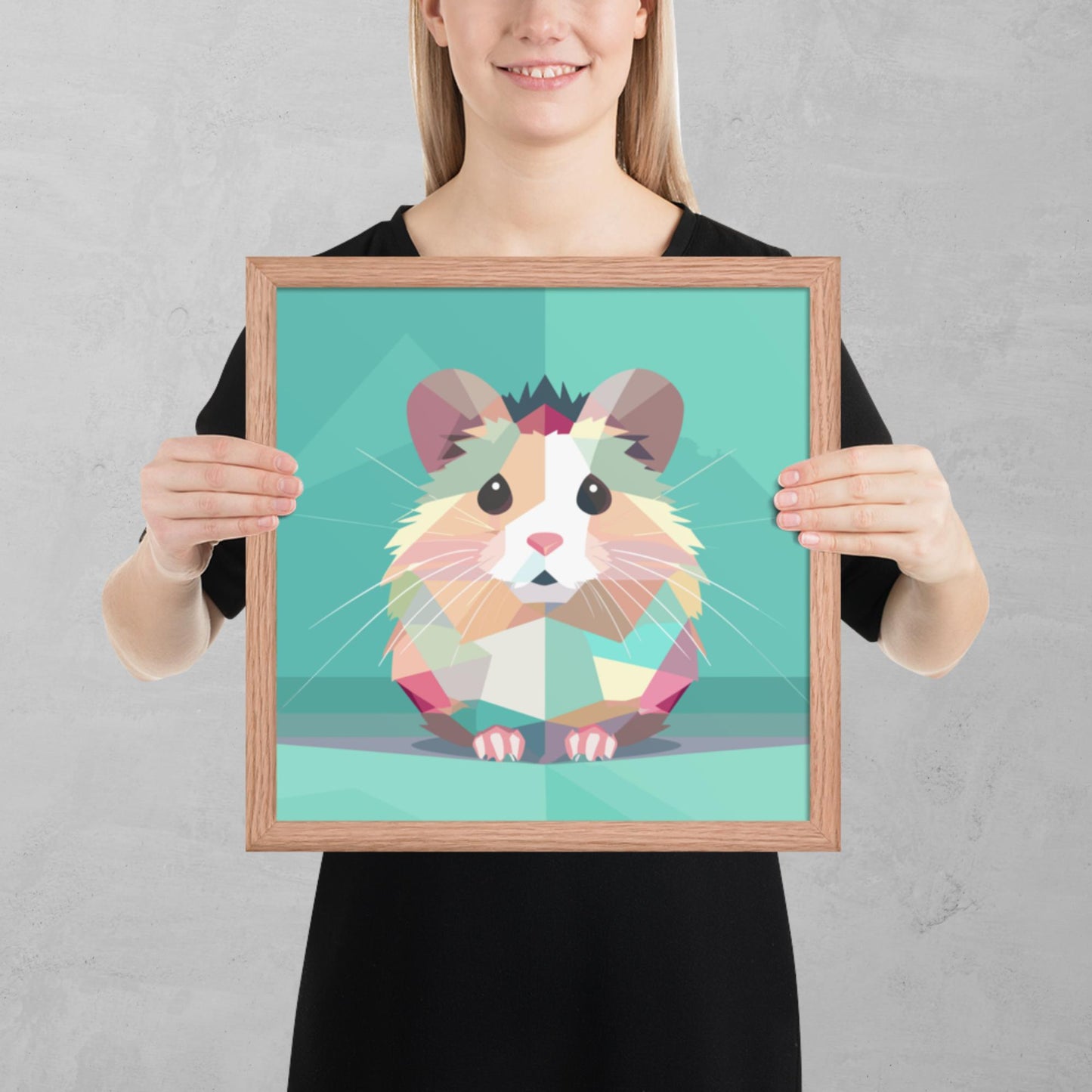 Green and Pink Hamster Framed Poster