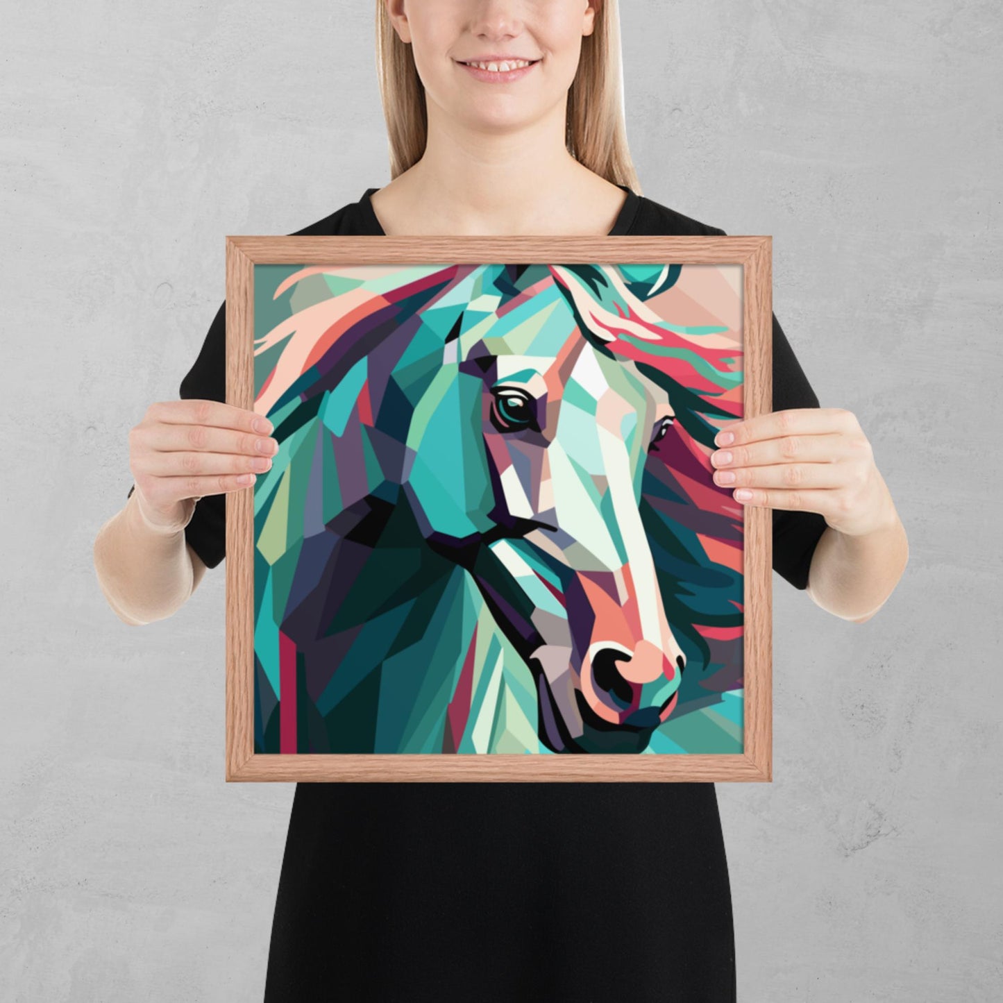 Green and Pink Horse Framed Poster