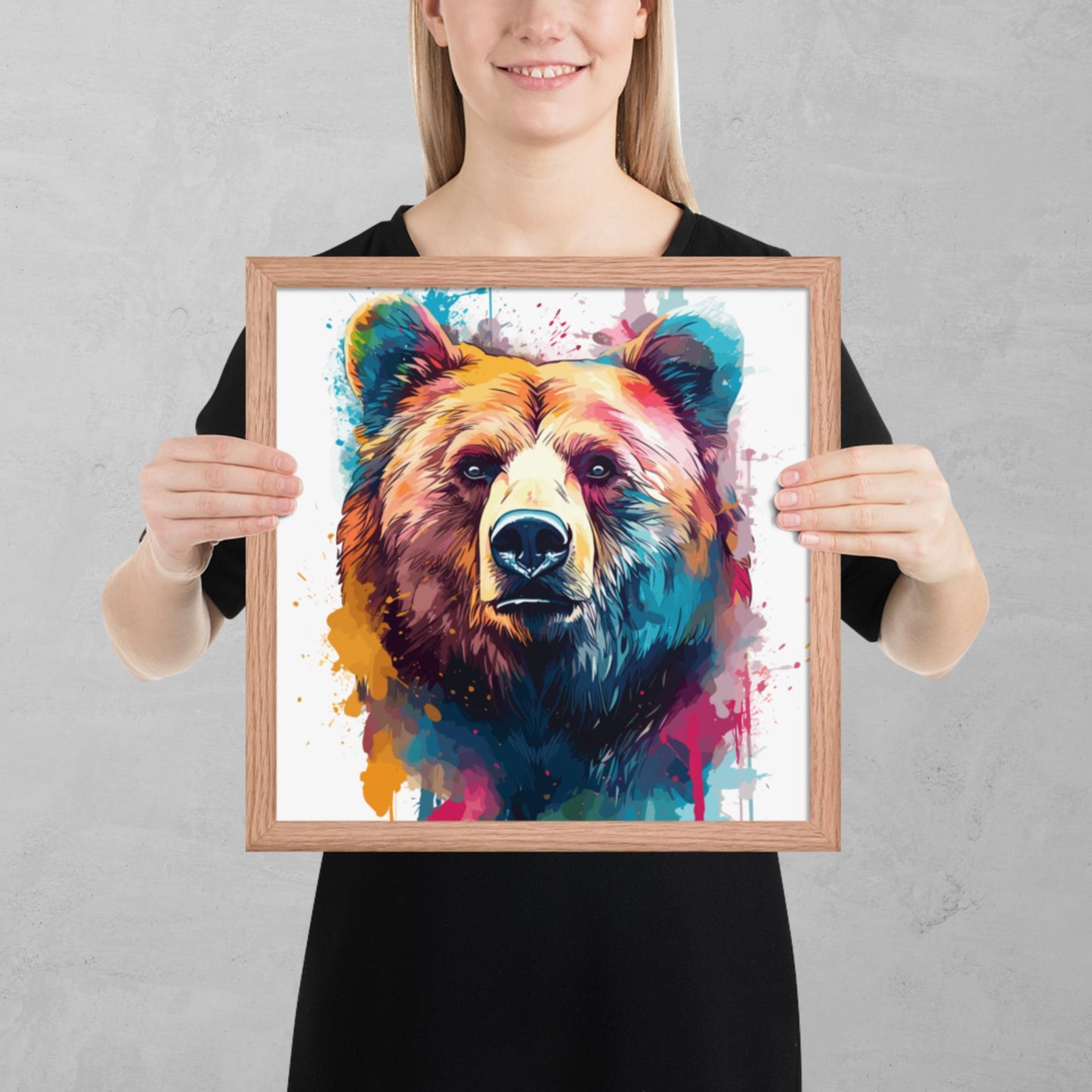 Rainbow Paint Bear Framed Poster