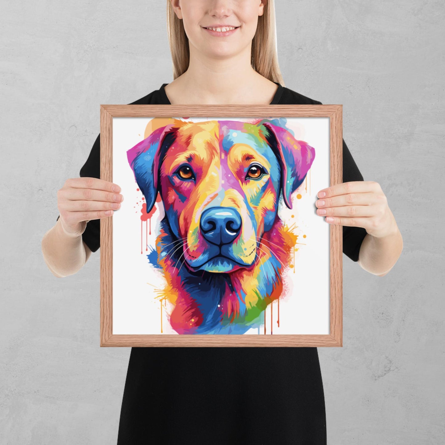 Rainbow Paint Dog Framed Poster