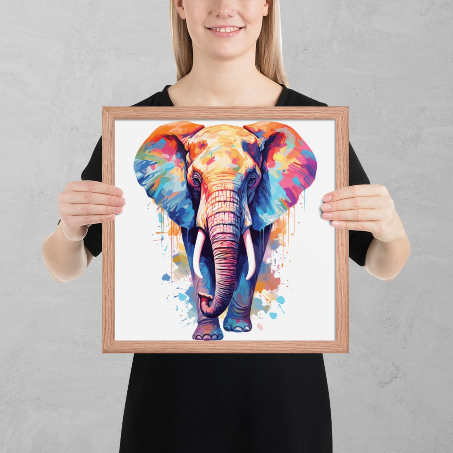 Rainbow Paint Elephant Framed Poster