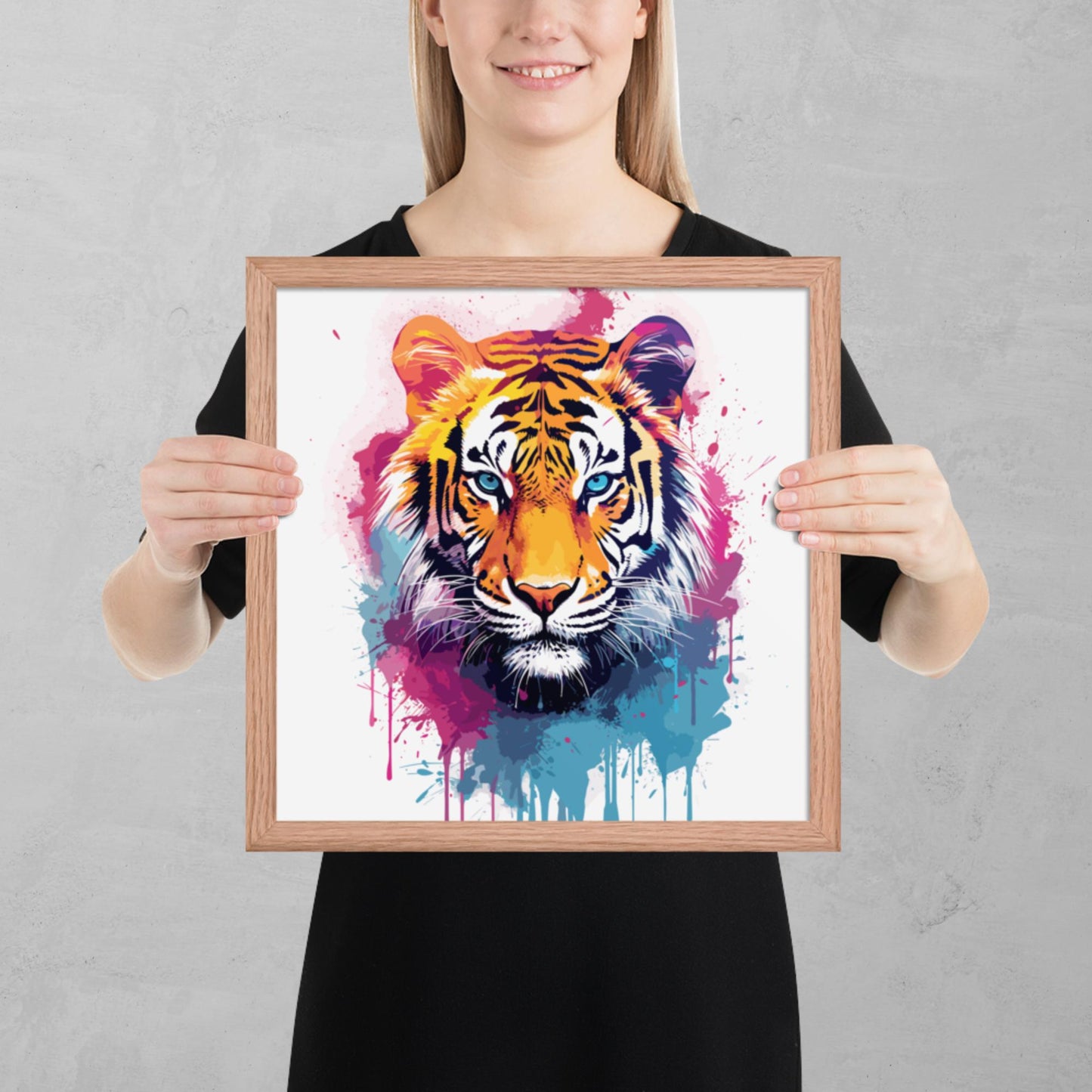 Rainbow Paint Tiger Framed Poster